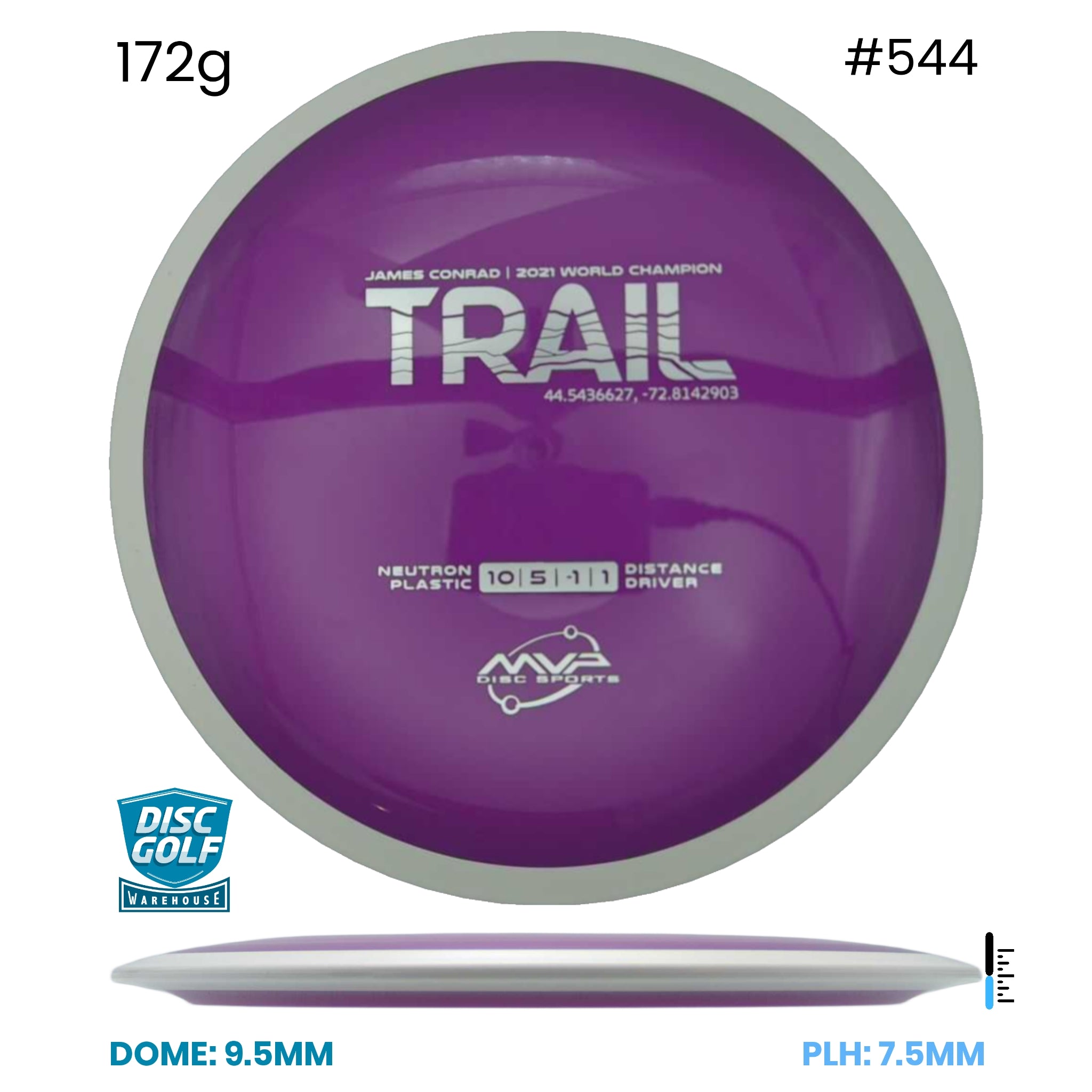 Disc Golf Warehouse MVP Trail - Neutron Plastic Purple/Silver 172g