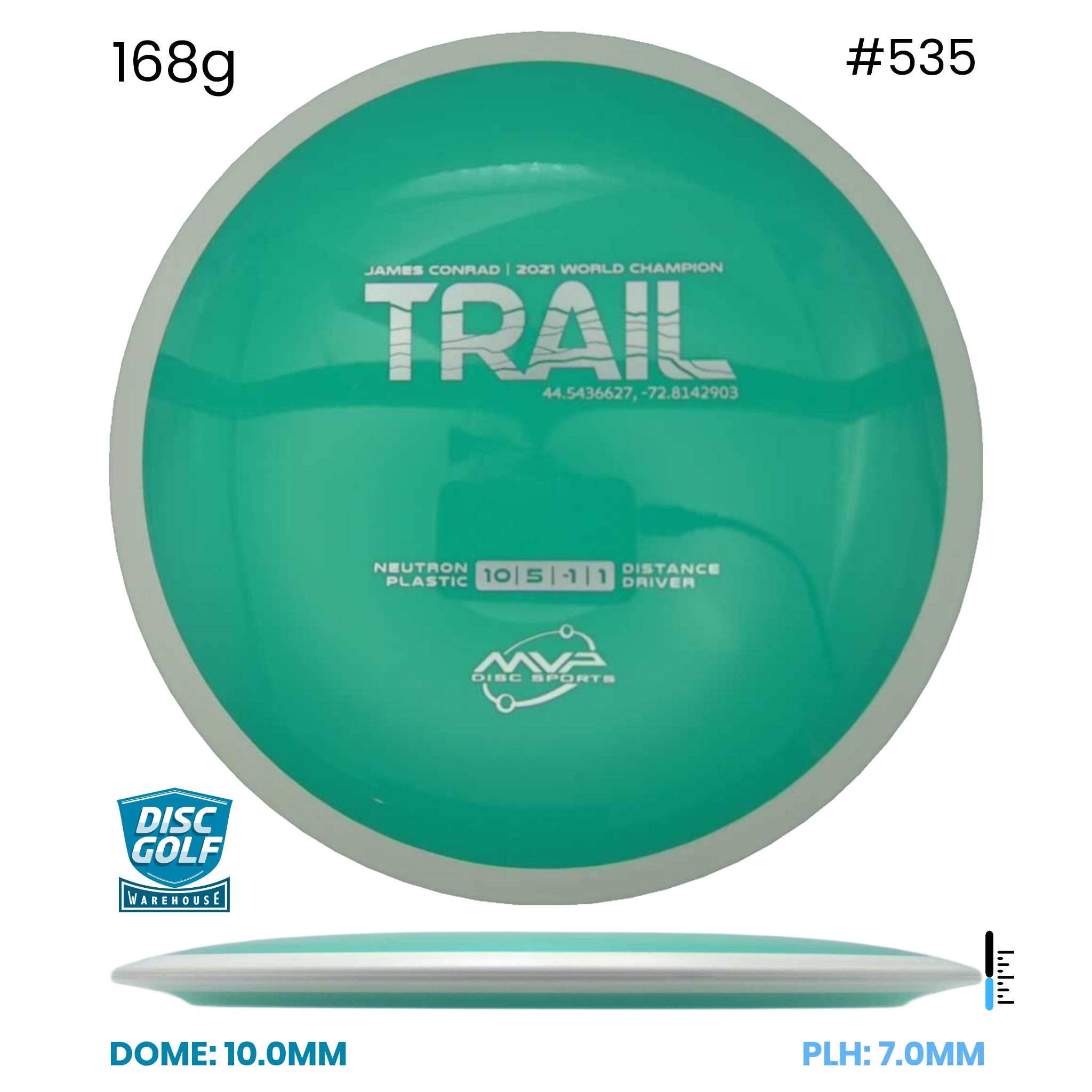 Disc Golf Warehouse MVP Trail - Neutron Plastic Teal/Silver 168g