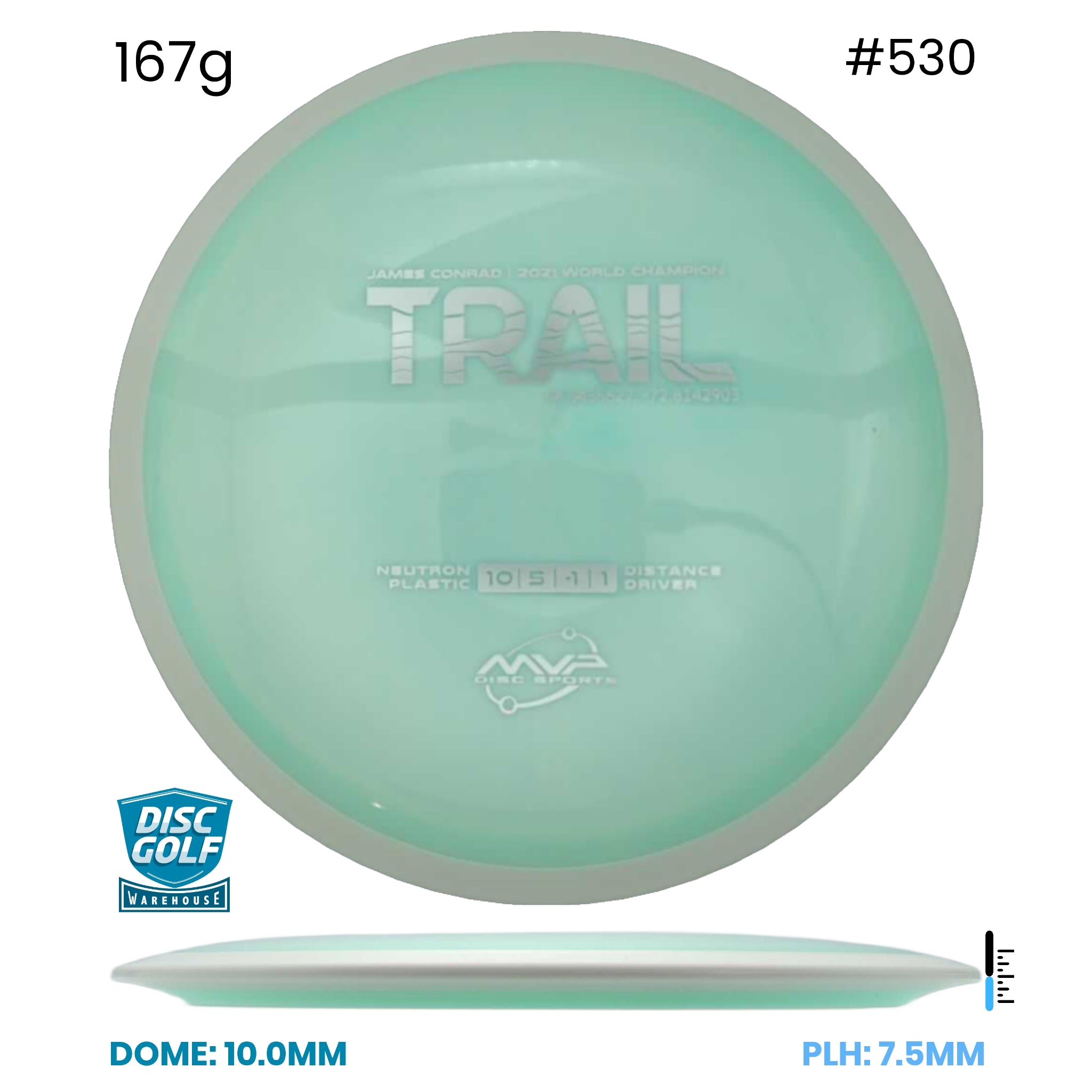 Disc Golf Warehouse MVP Trail - Neutron Plastic Turquoise/Silver 167g