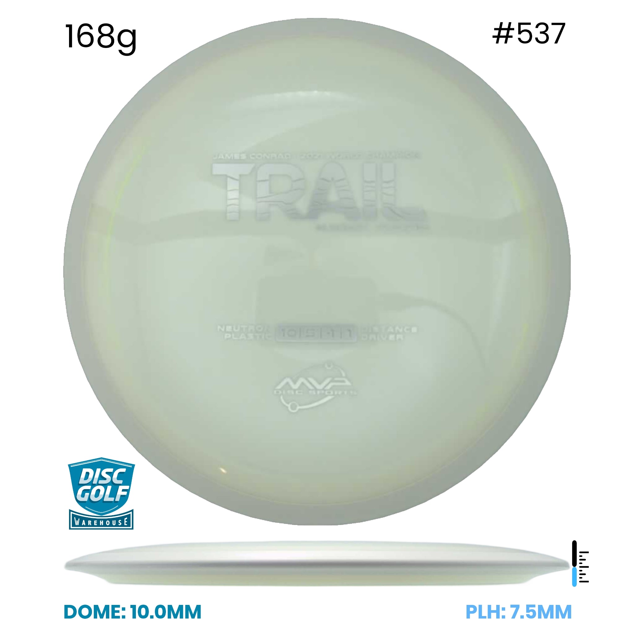 Disc Golf Warehouse MVP Trail - Neutron Plastic White/Silver 168g