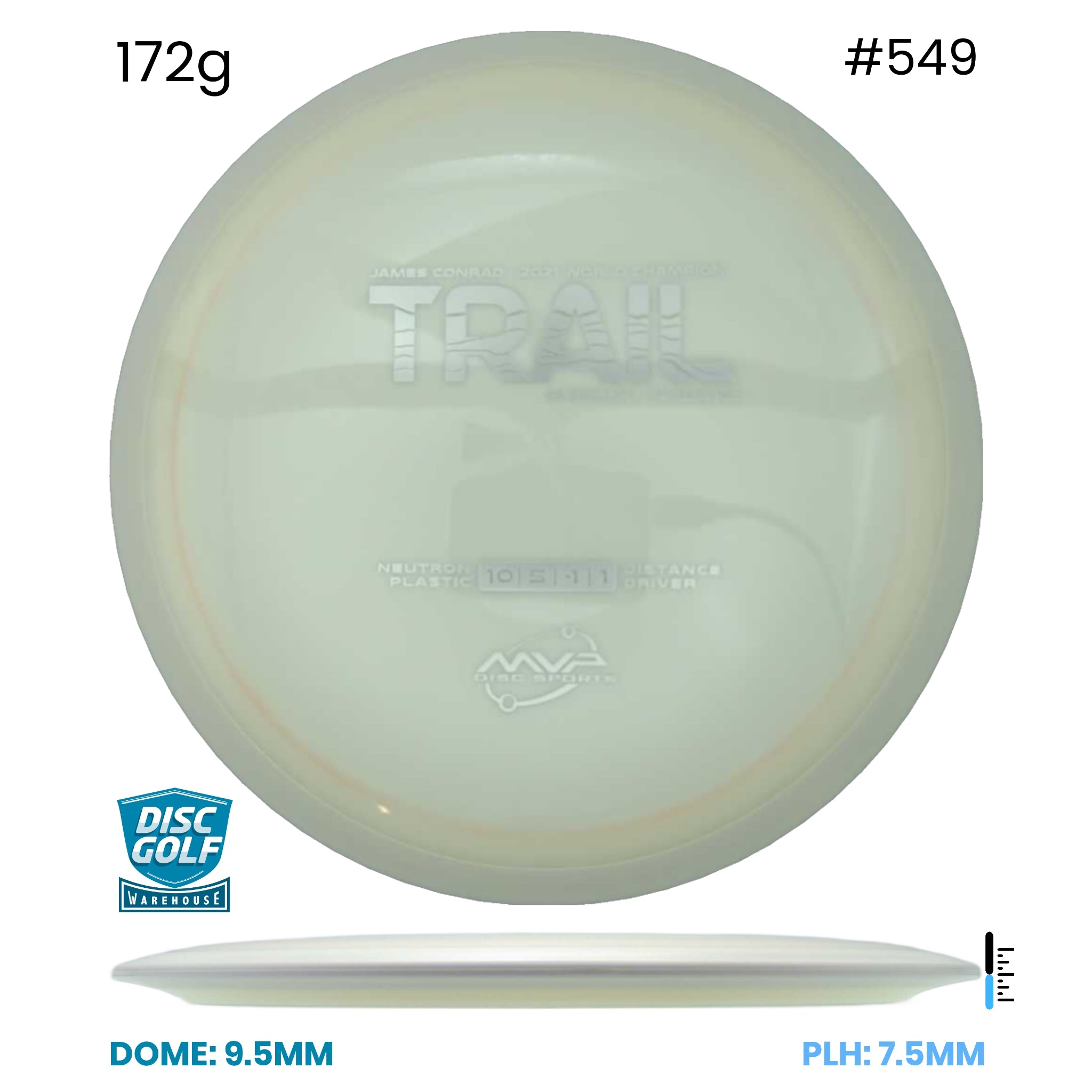 Disc Golf Warehouse MVP Trail - Neutron Plastic White/Silver 172g