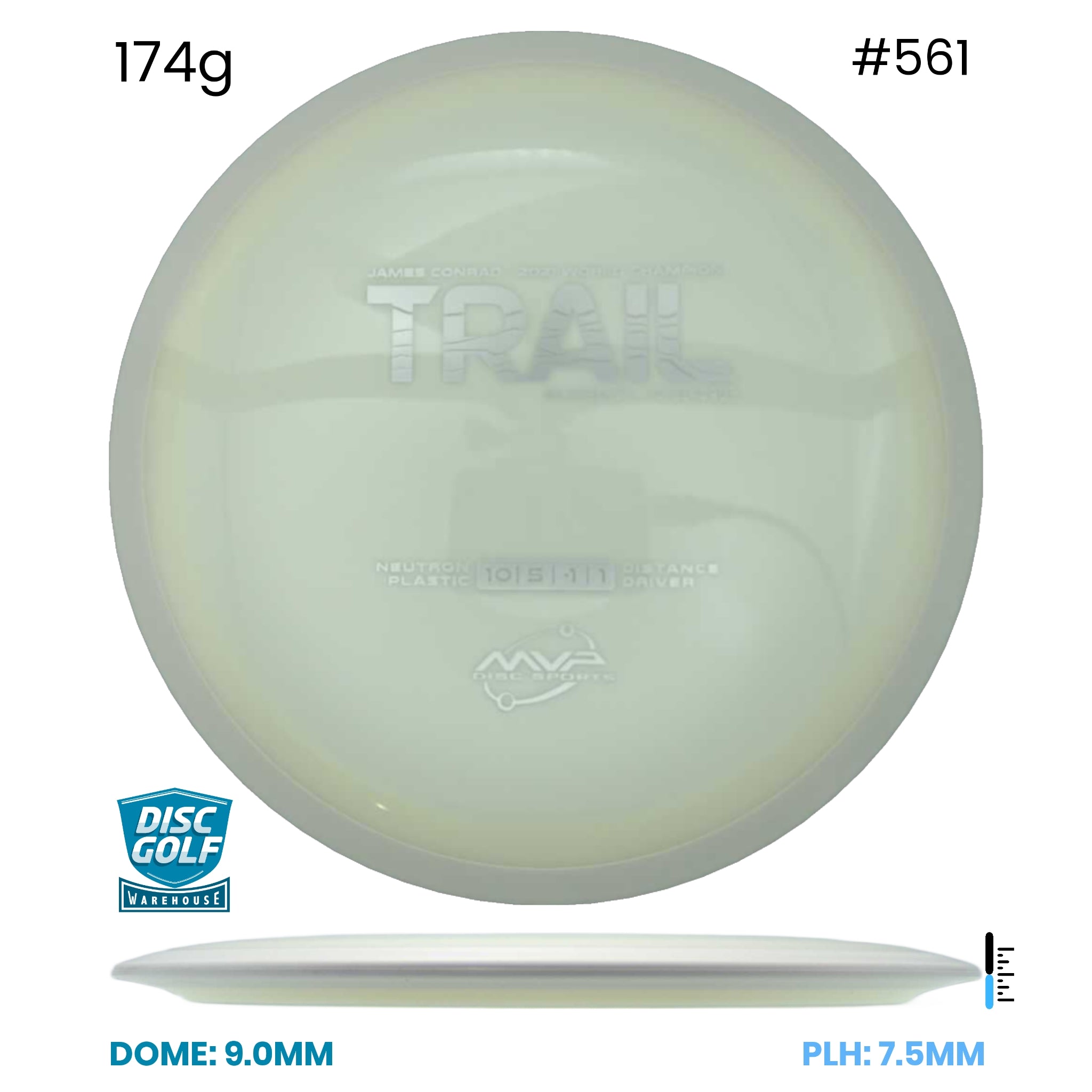 Disc Golf Warehouse MVP Trail - Neutron Plastic White/Silver 174g