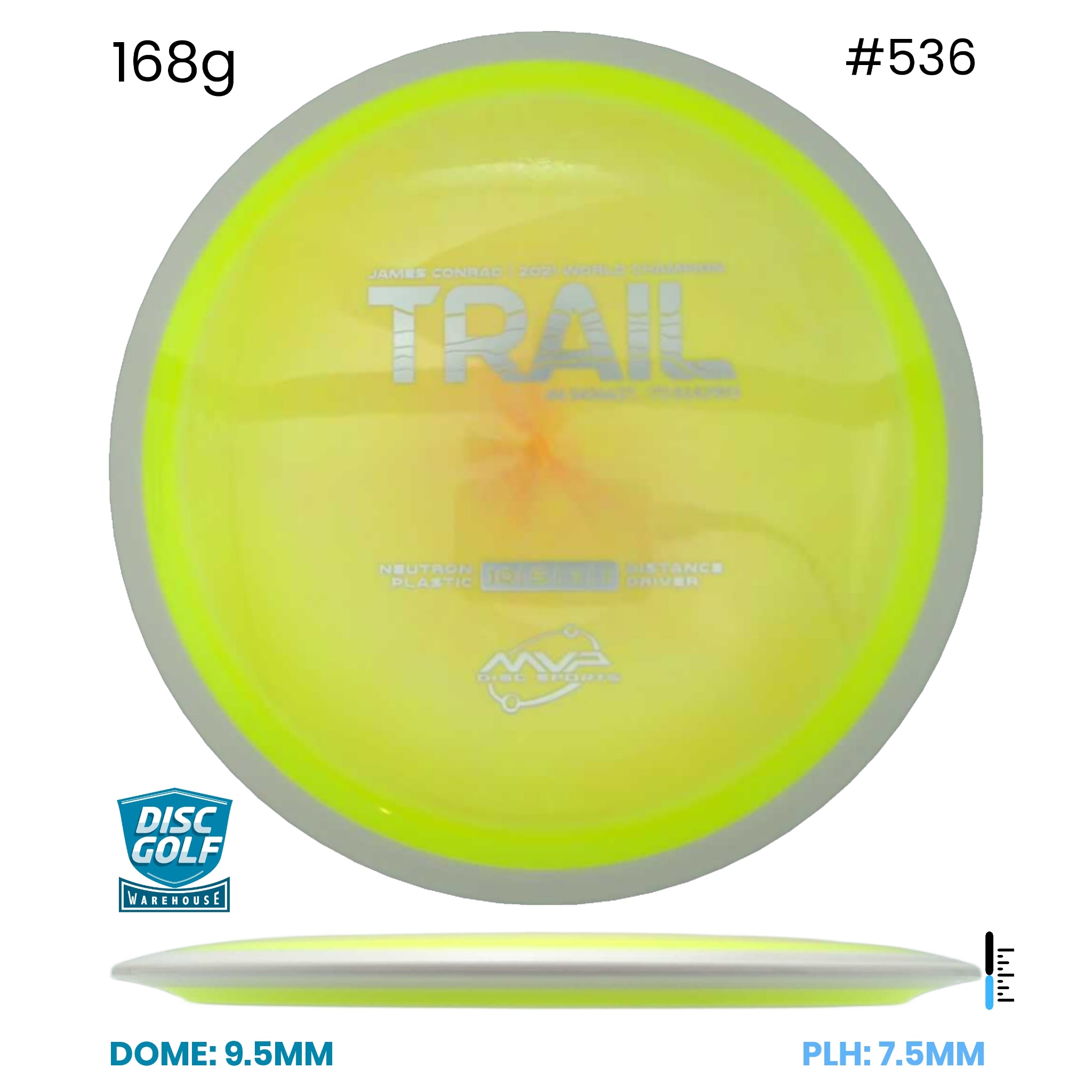 Disc Golf Warehouse MVP Trail - Neutron Plastic Yellow/Silver 168g