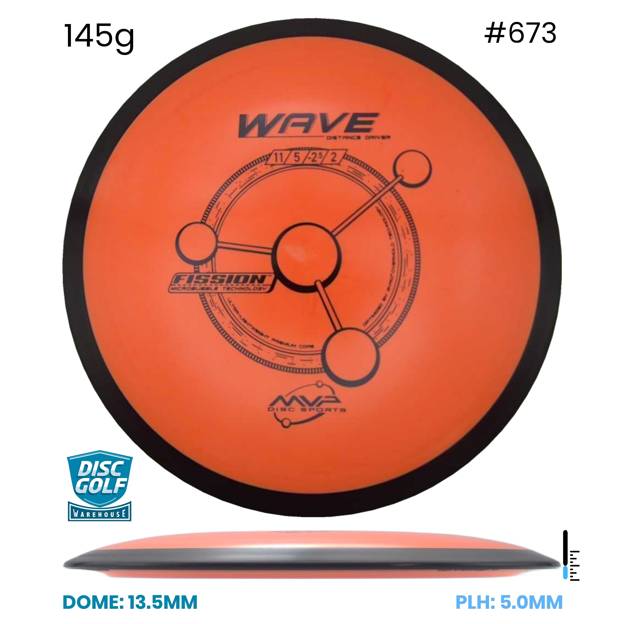 Disc Golf Warehouse MVP Wave - Fission Plastic Orange/Black 145g