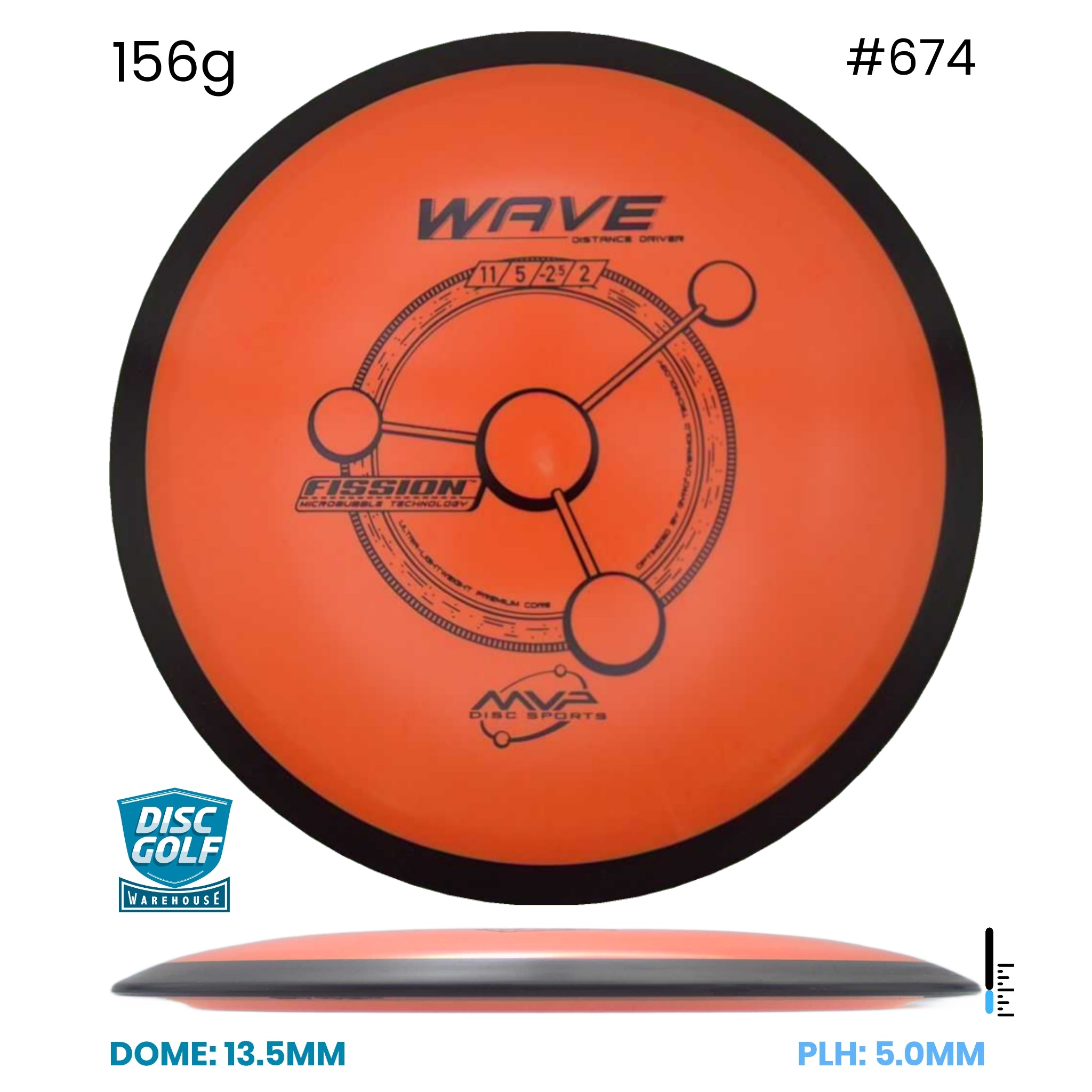 Disc Golf Warehouse MVP Wave - Fission Plastic Orange/Black 156g