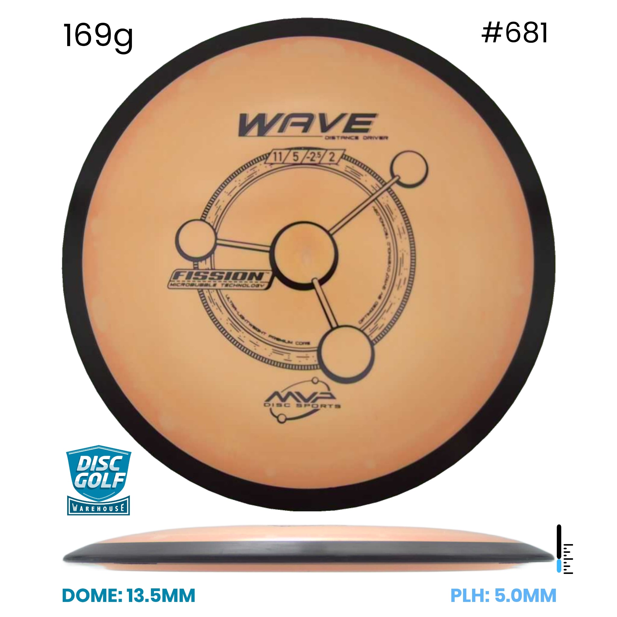 Disc Golf Warehouse MVP Wave - Fission Plastic Orange/Black 169g