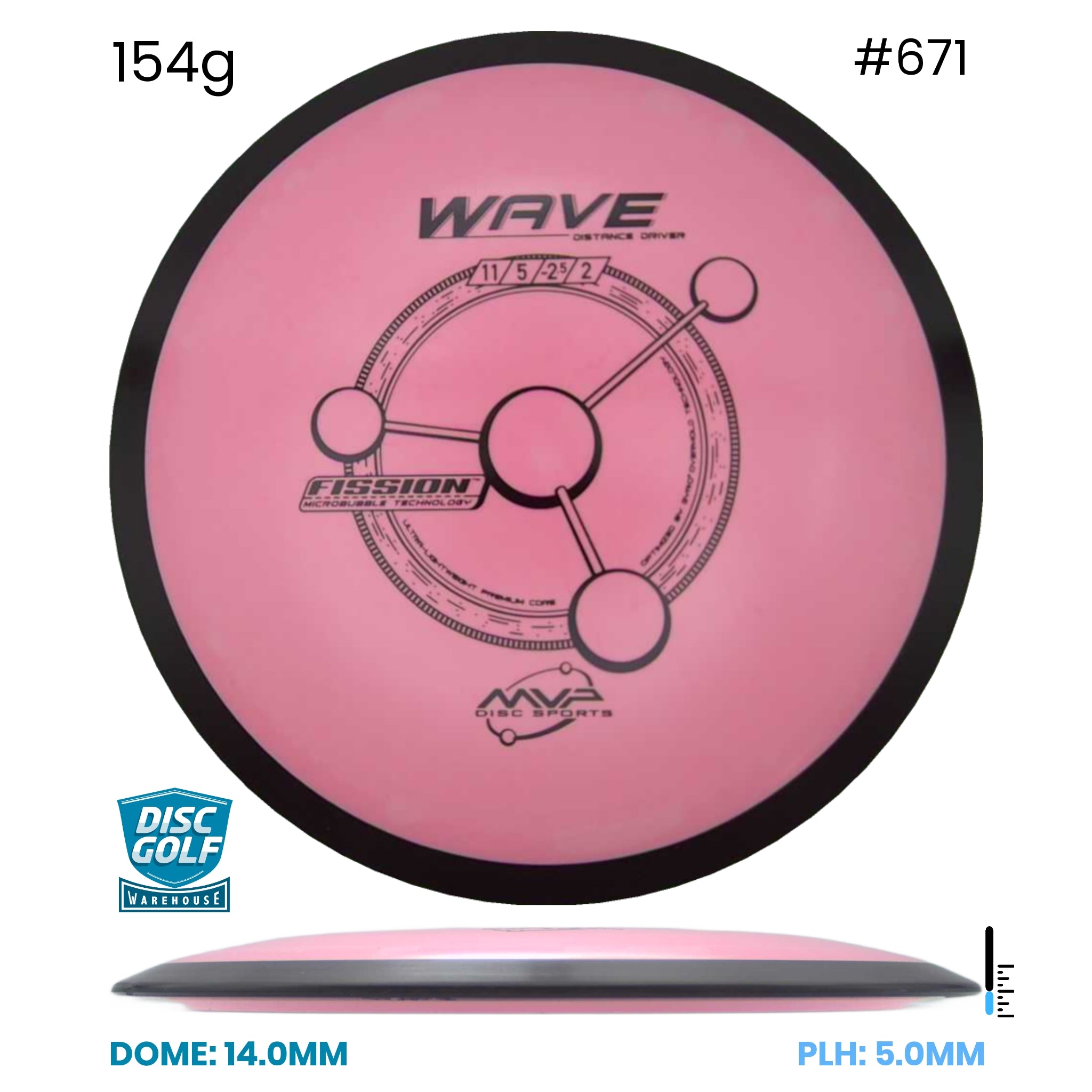 Disc Golf Warehouse MVP Wave - Fission Plastic Pink/Black 154g