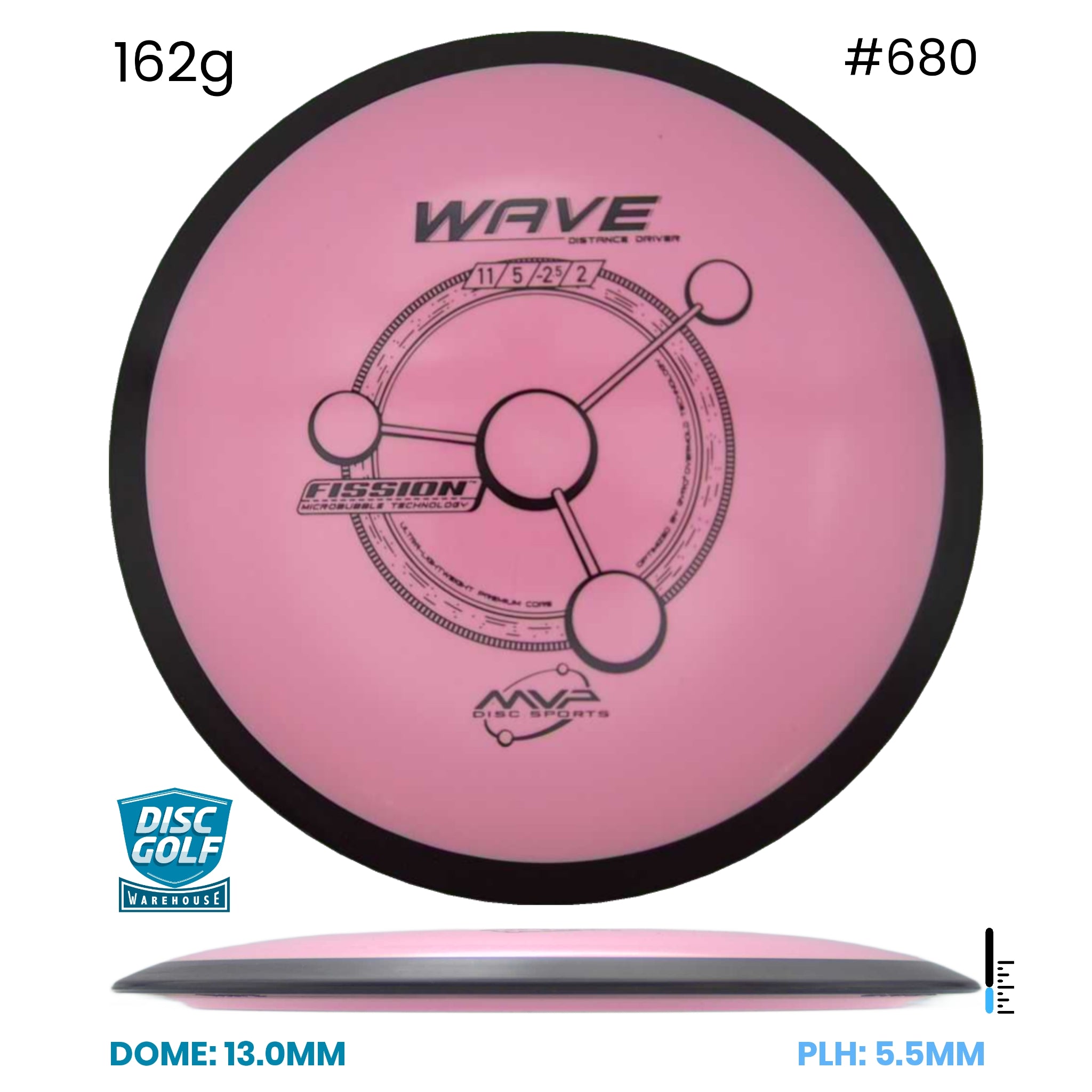 Disc Golf Warehouse MVP Wave - Fission Plastic Pink/Black 162g