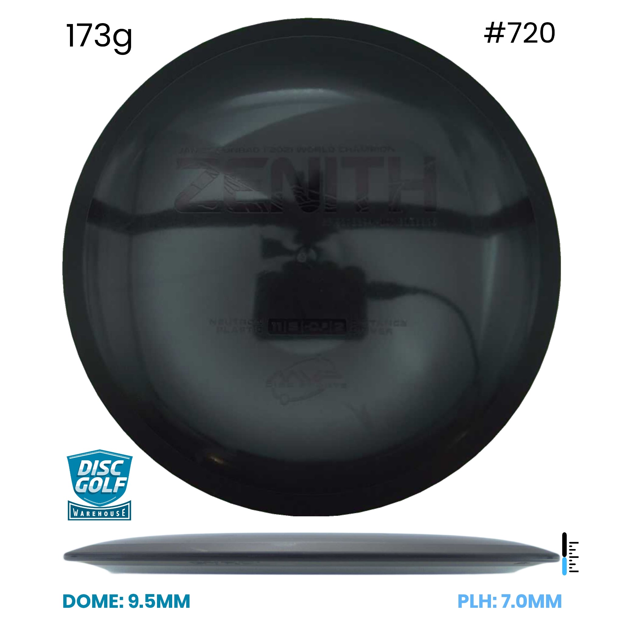 Disc Golf Warehouse MVP Zenith - Neutron - James Conrad 2021 World Champion Black/Ghost 173g