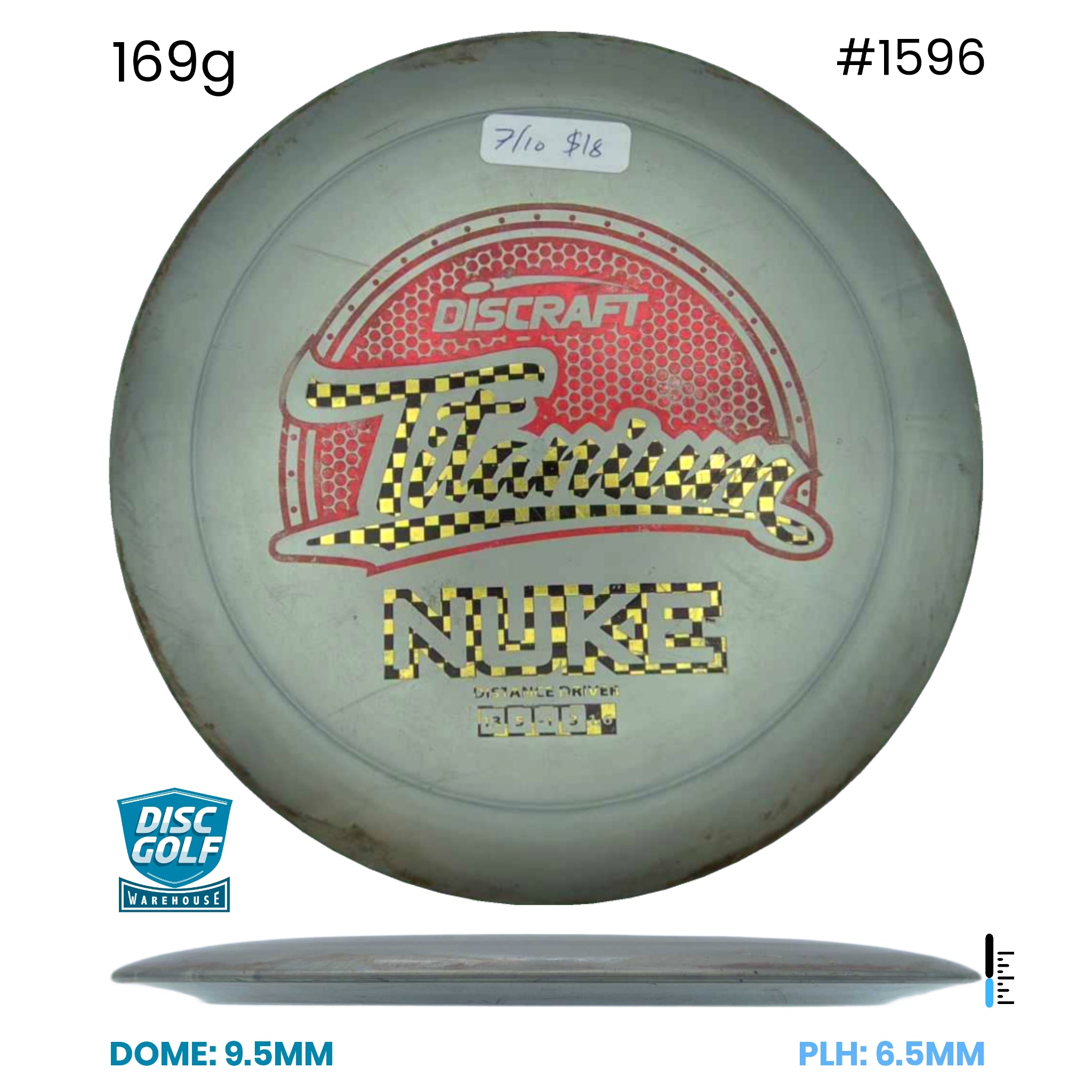 Disc Golf Warehouse Pre-loved Distance Drivers Nuke - Titanium - 7/10 169g