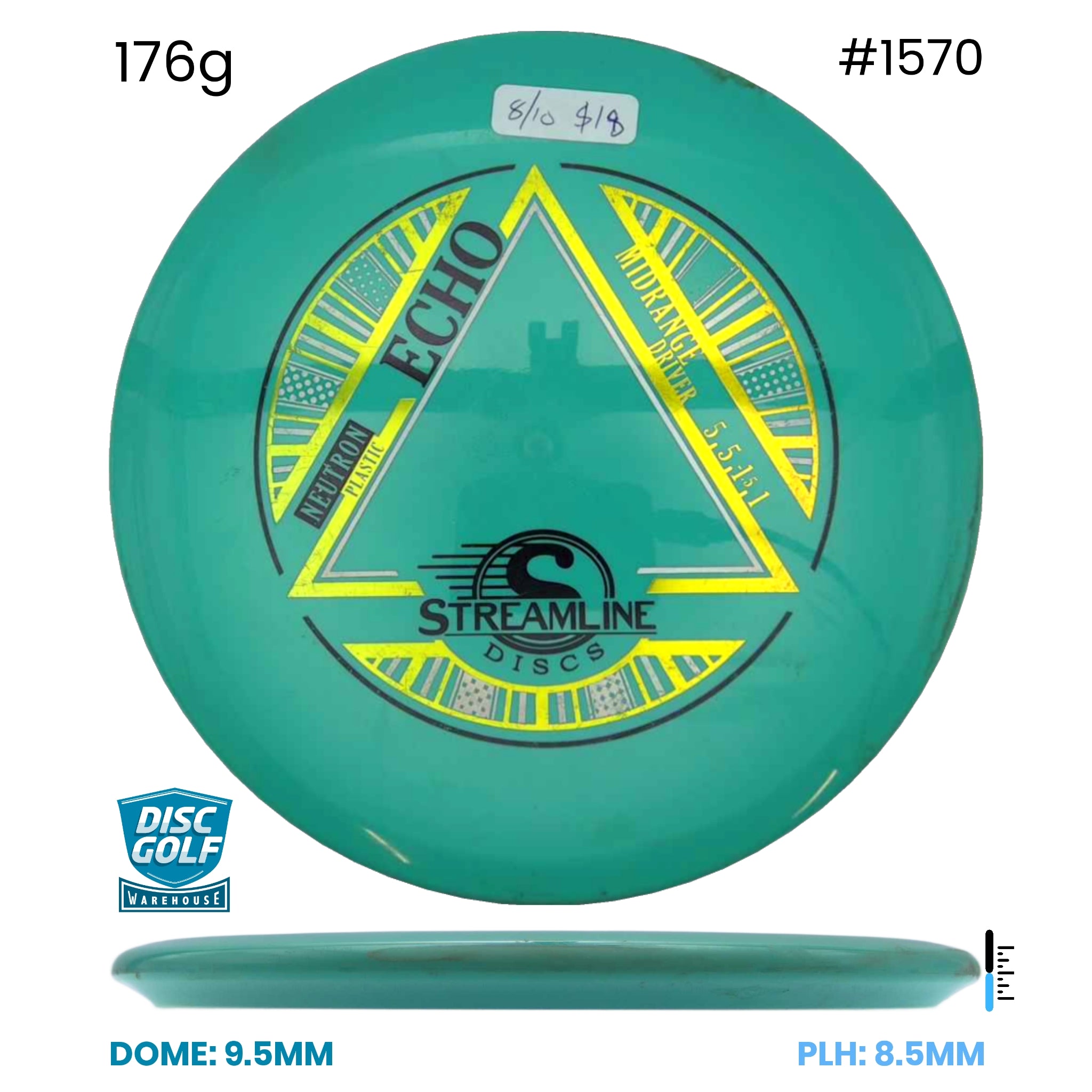 Disc Golf Warehouse Pre-loved Mid-Range Echo - Neutron - 8/10 176g