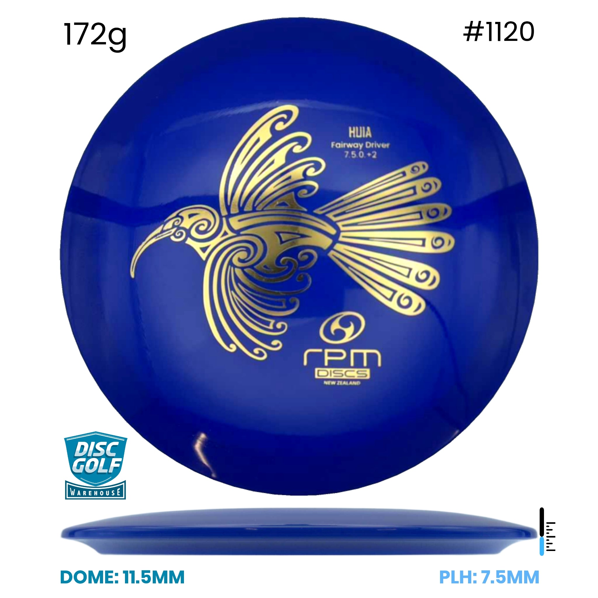 Disc Golf Warehouse RPM Huia - Atomic Plastic Blue/Gold 172g