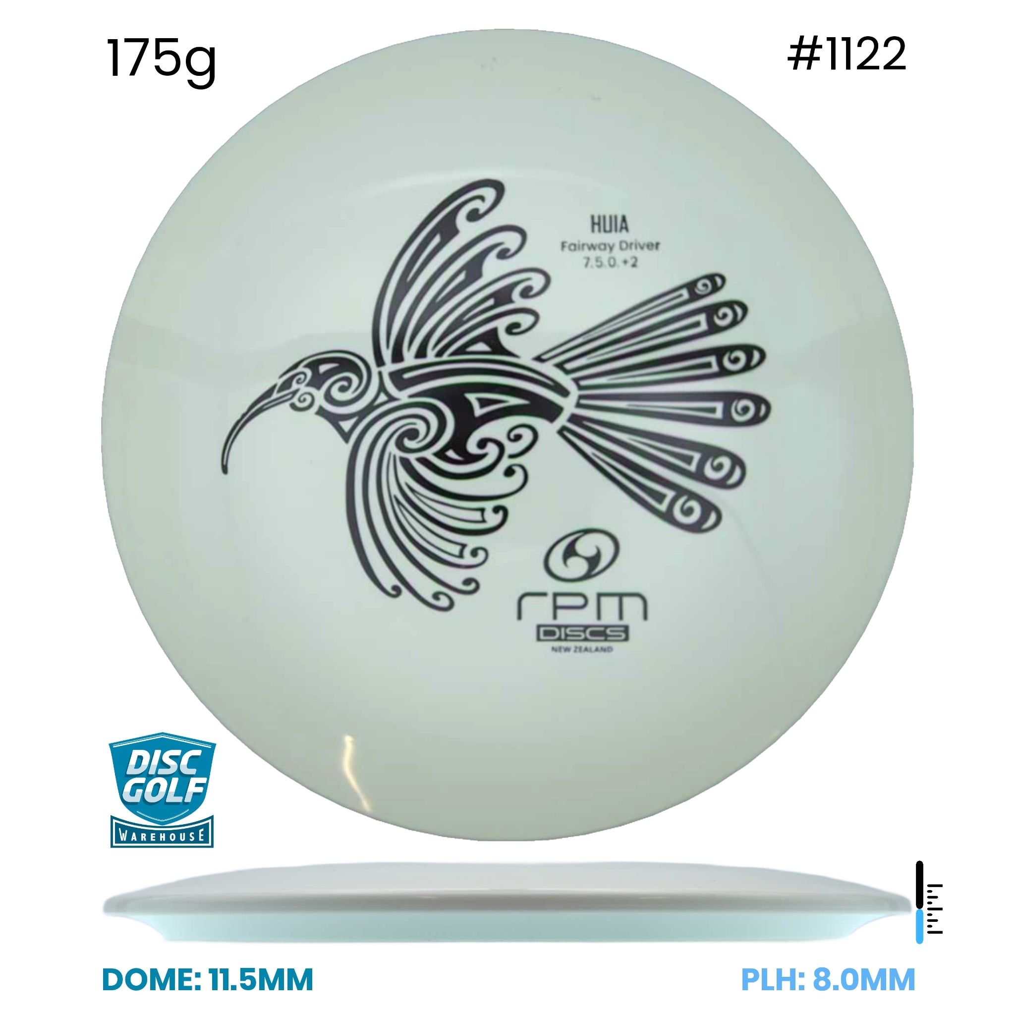Disc Golf Warehouse RPM Huia - Atomic Plastic White/Black 175g