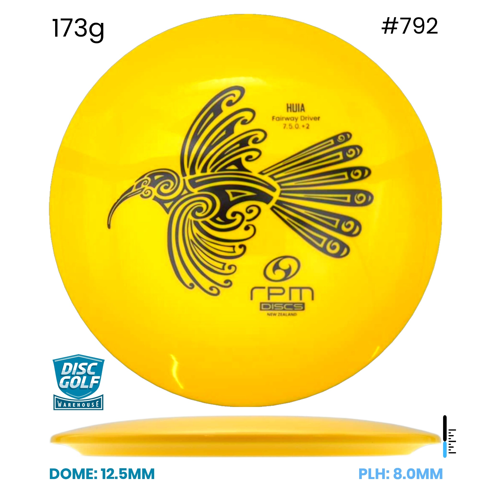 Disc Golf Warehouse RPM Huia - Atomic Plastic Yellow/Black 173g