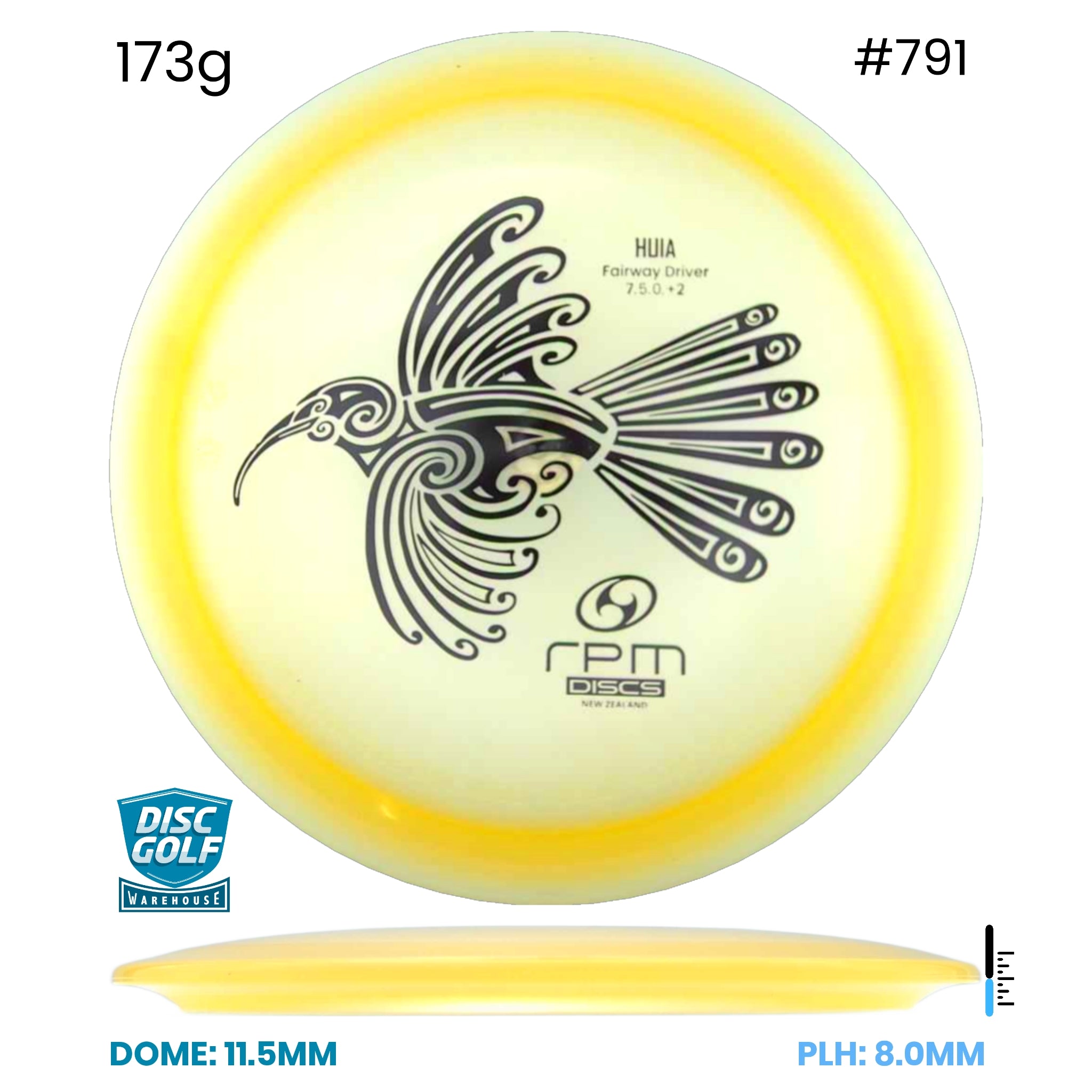 Disc Golf Warehouse RPM Huia - Cosmic Plastic Yellow/Black 173g