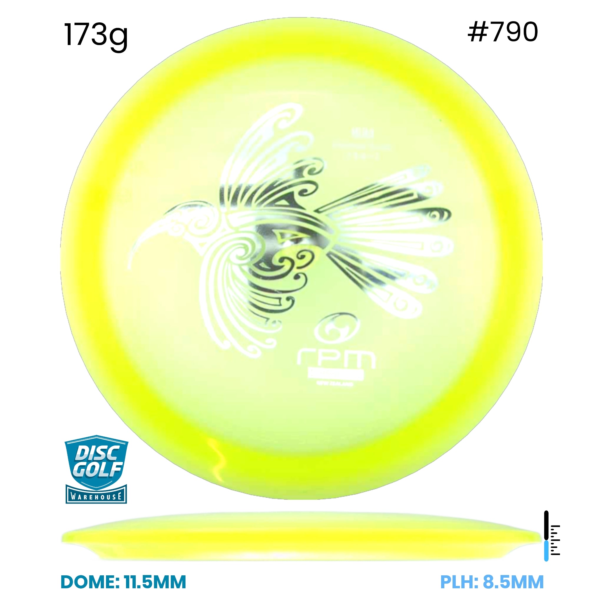 Disc Golf Warehouse RPM Huia - Cosmic Plastic Yellow/Silver 173g