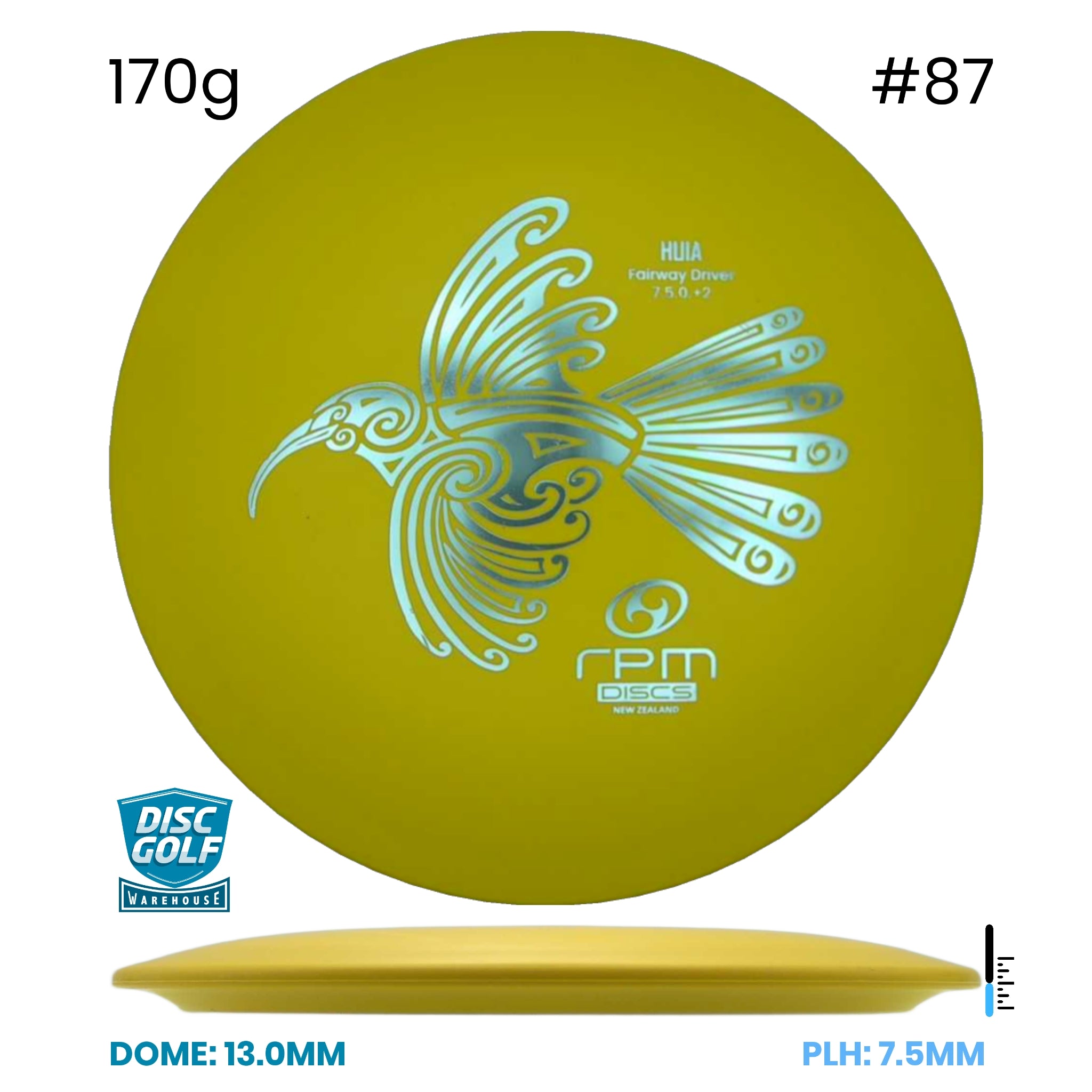 Disc Golf Warehouse RPM Huia - Strata Plastic Yellow/Silver 170g
