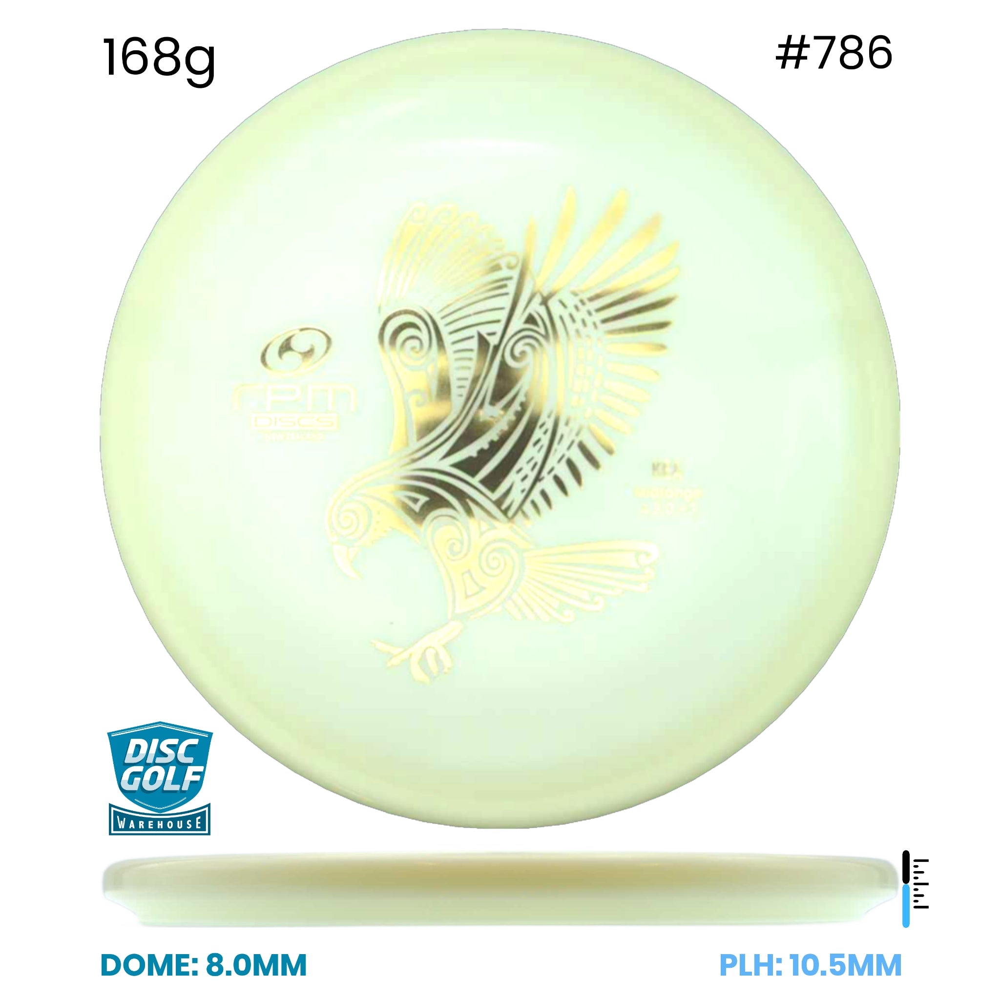 Disc Golf Warehouse RPM Kea - Glow Plastic Glow/Gold 168g