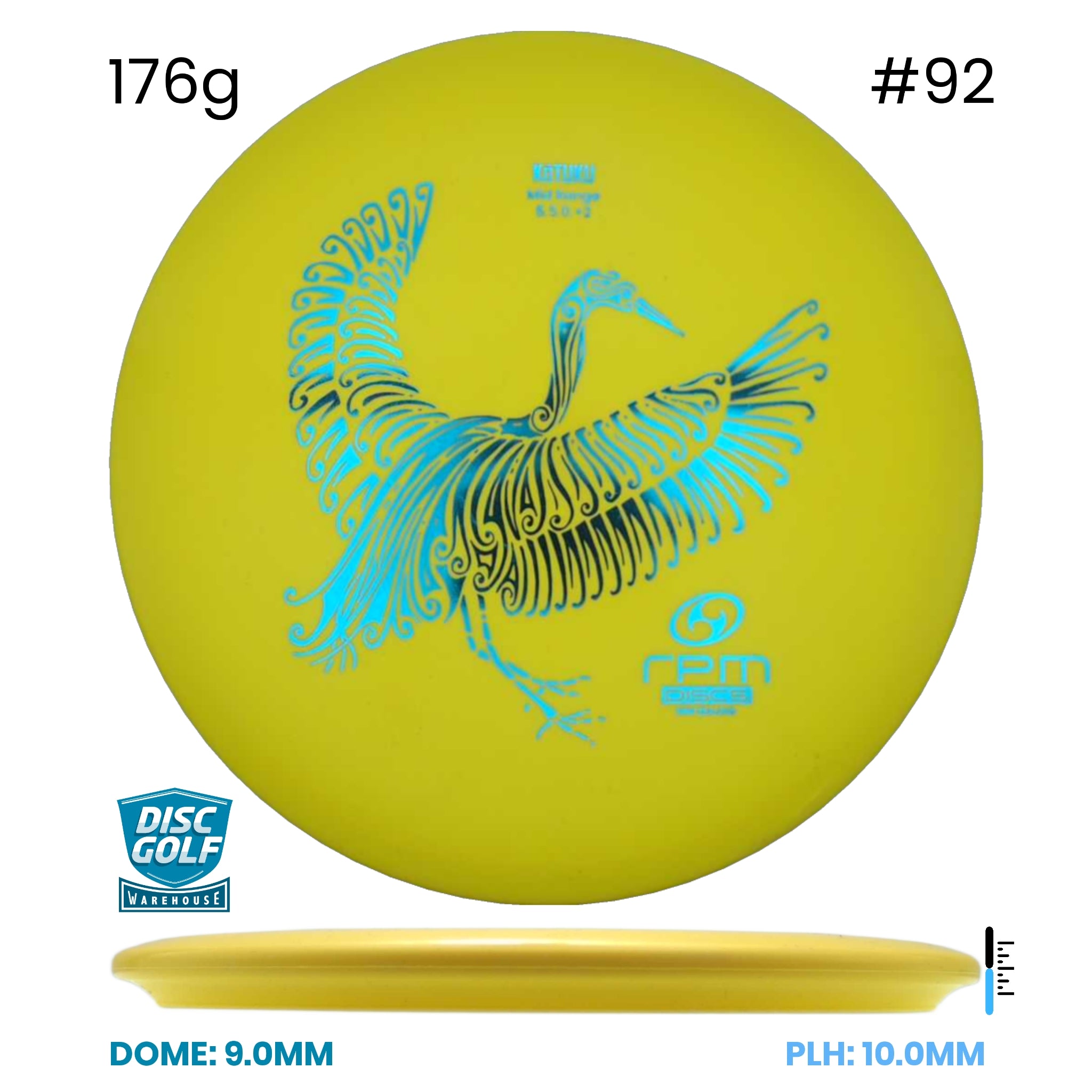 Disc Golf Warehouse RPM Kotuku - Strata Plastic Yellow/Blue Metallic 176g