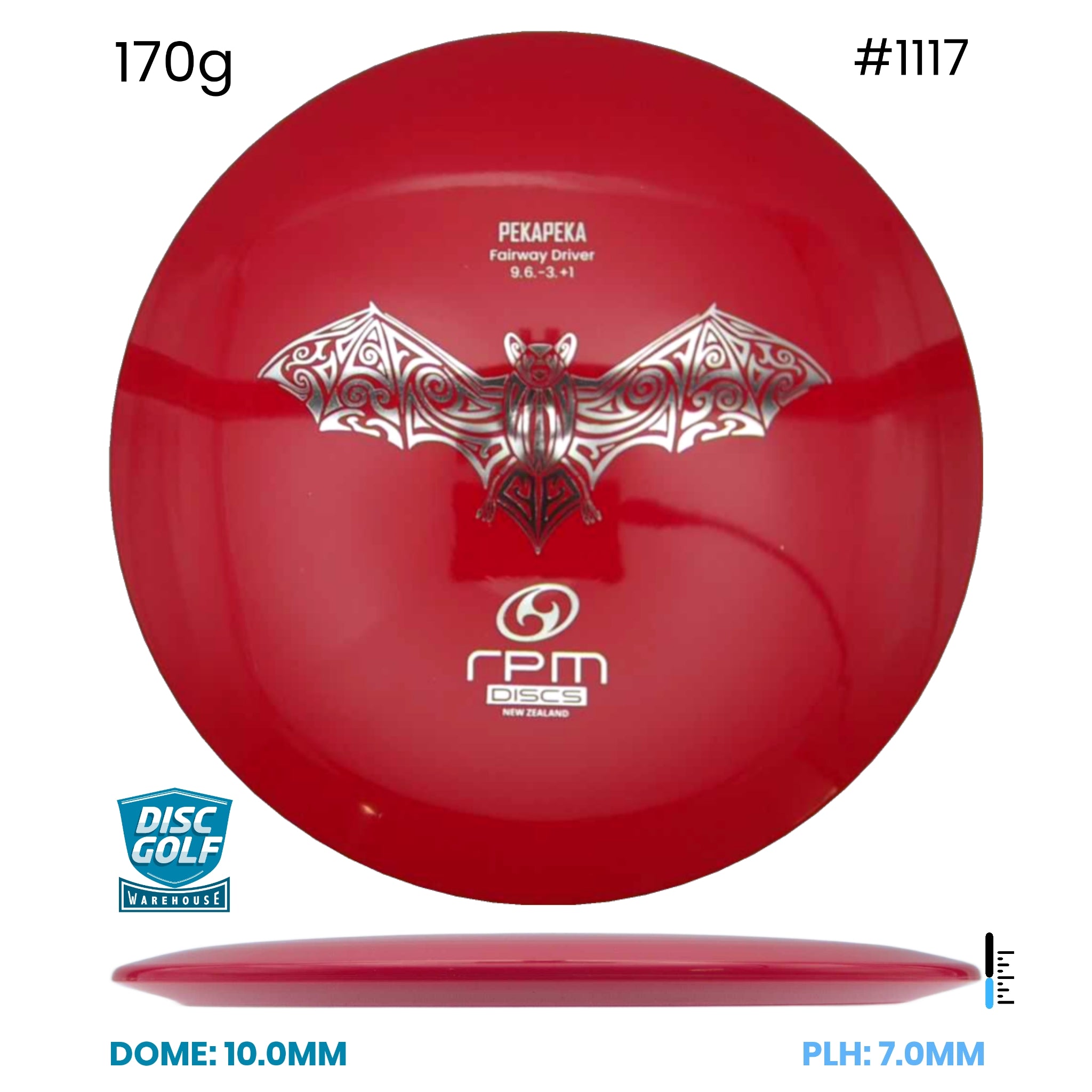 Disc Golf Warehouse RPM Pekapeka - Atomic Plastic Red/Silver 170g