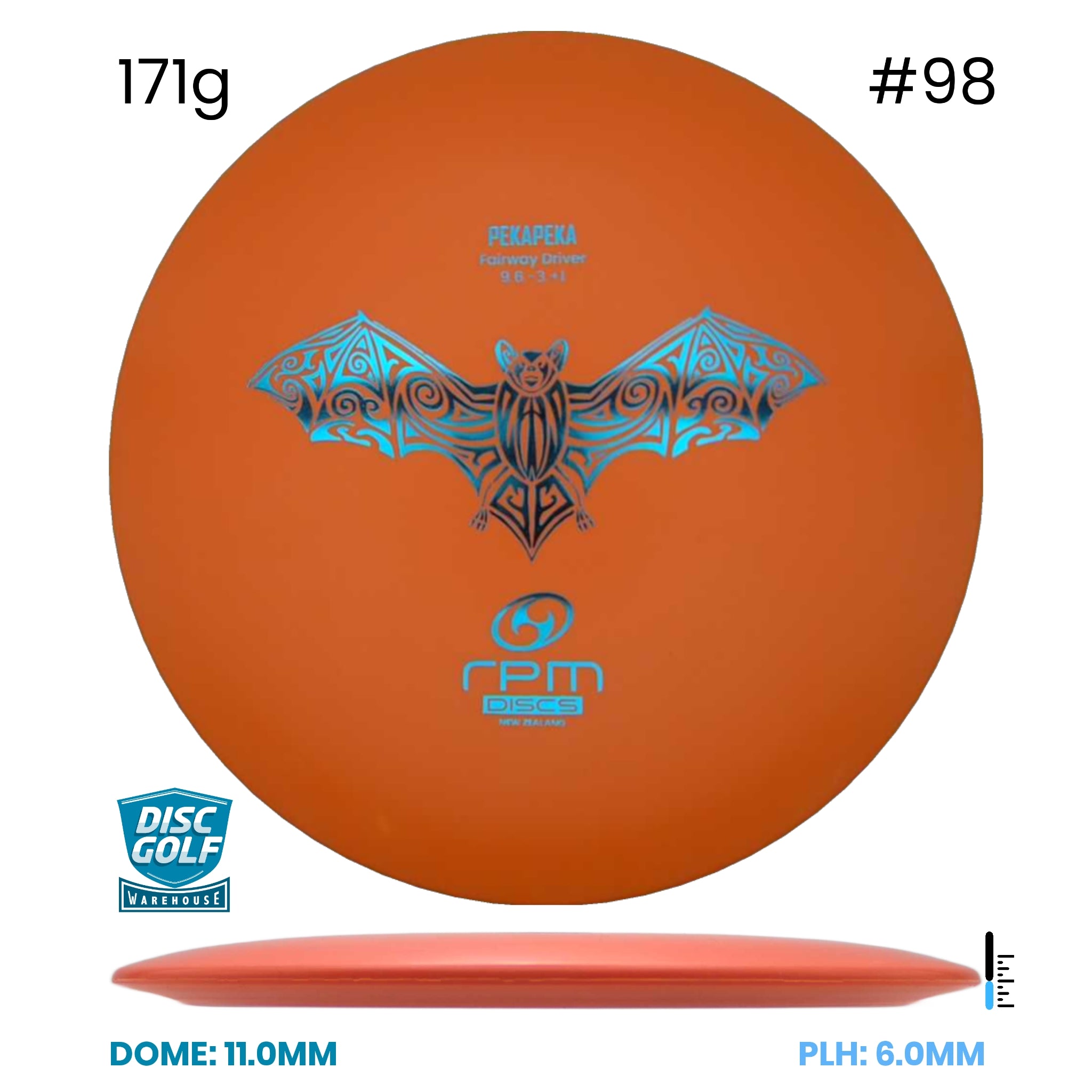 Disc Golf Warehouse RPM Pekapeka - Strata Plastic Orange/Blue Metallic 171g