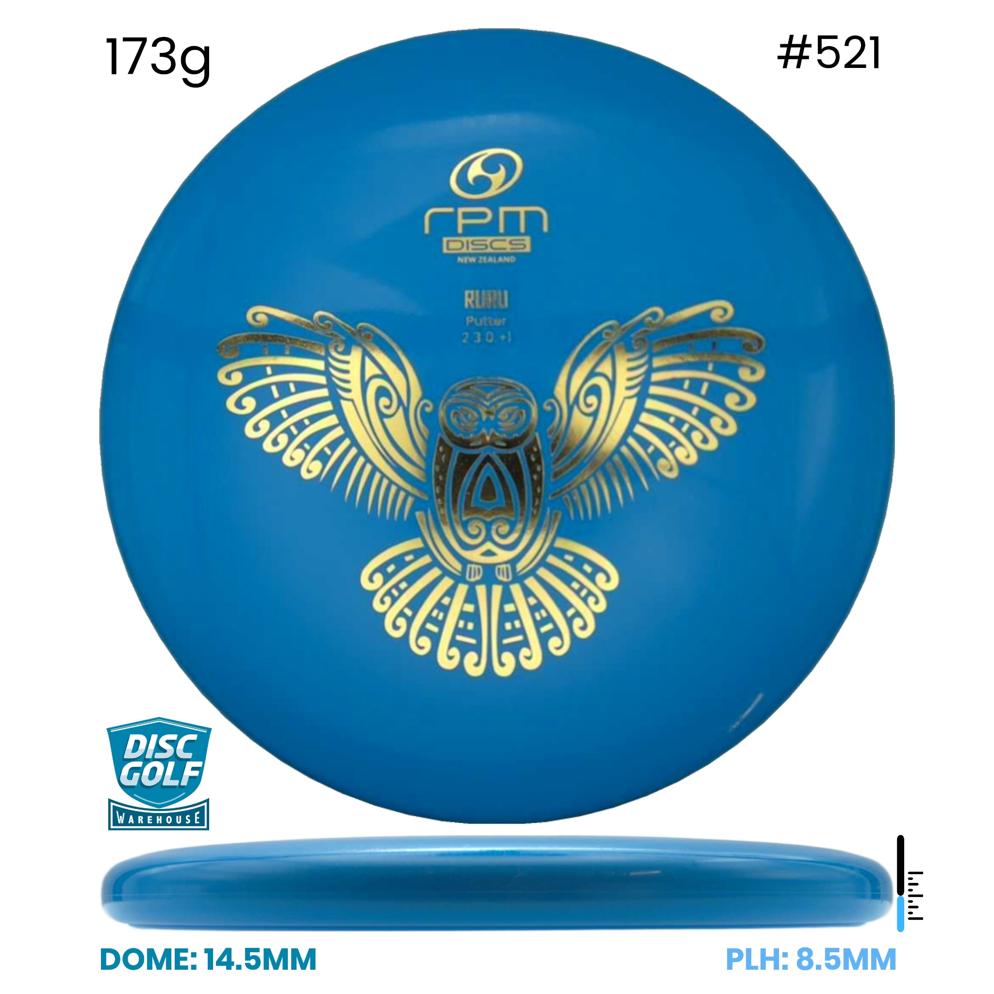 Disc Golf Warehouse RPM Ruru - Atomic Plastic Blue/Gold 173g