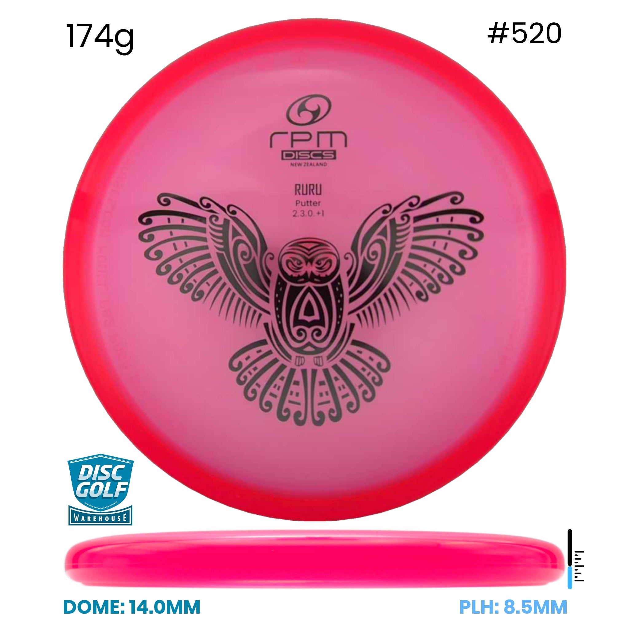 Disc Golf Warehouse RPM Ruru - Cosmic Plastic Pink/Black 174g