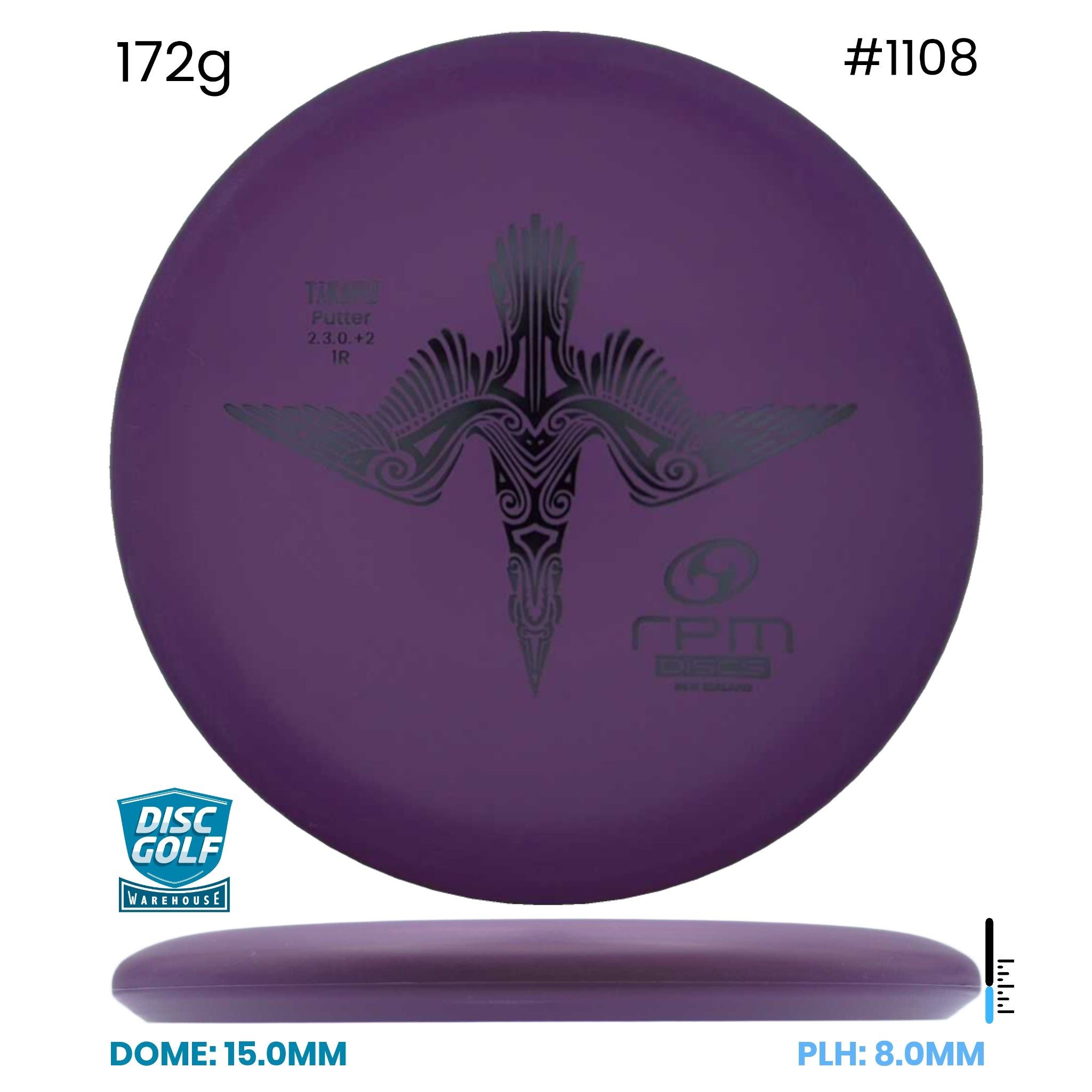 Disc Golf Warehouse RPM Tākapu - Magma Hard Plastic Purple/Black 172g