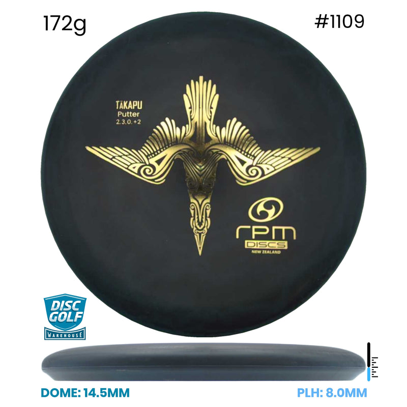 Disc Golf Warehouse RPM Tākapu - Magma Soft Plastic Black/Gold 172g