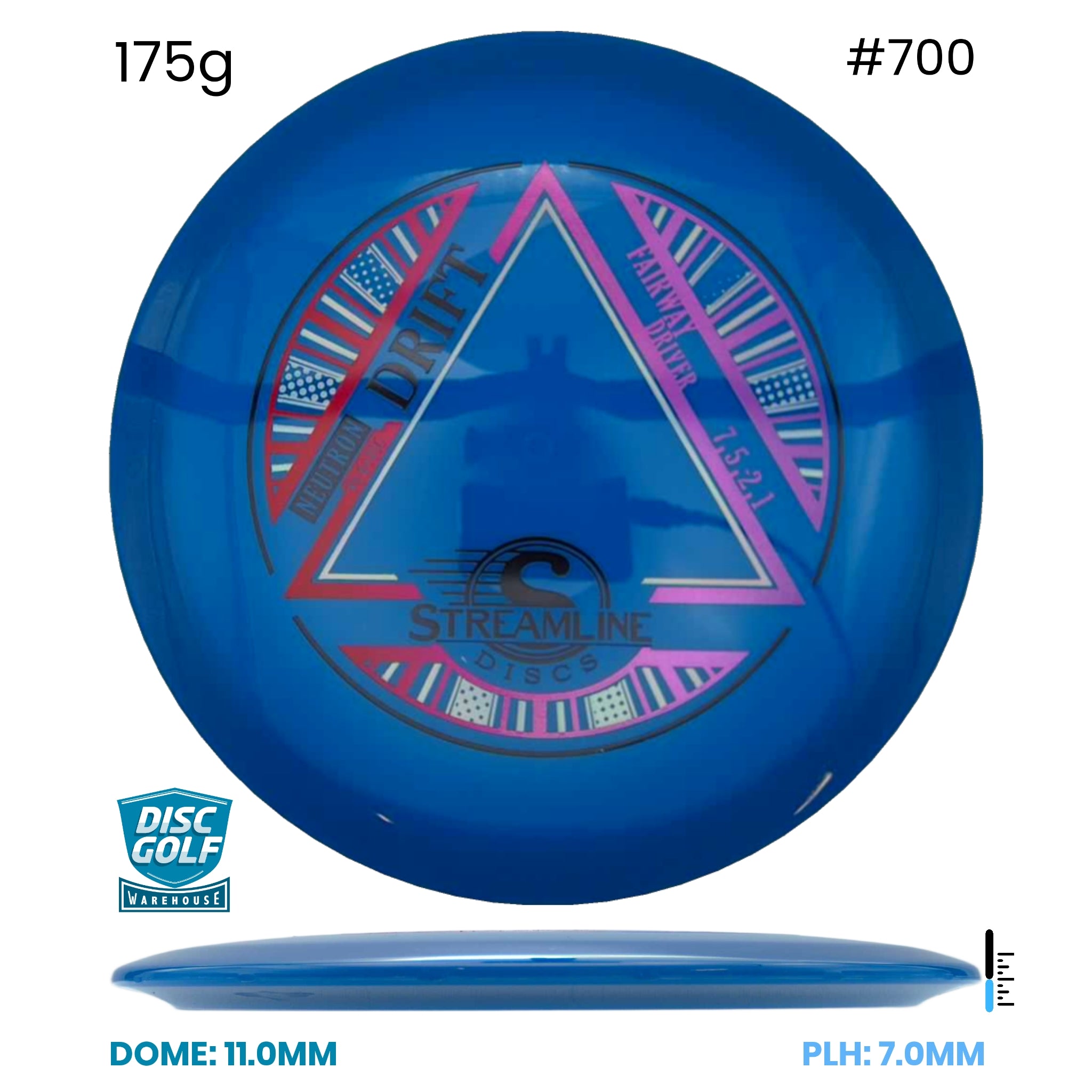 Disc Golf Warehouse Streamline Drift - Neutron Plastic Blue/Black, Red Metallic 175g