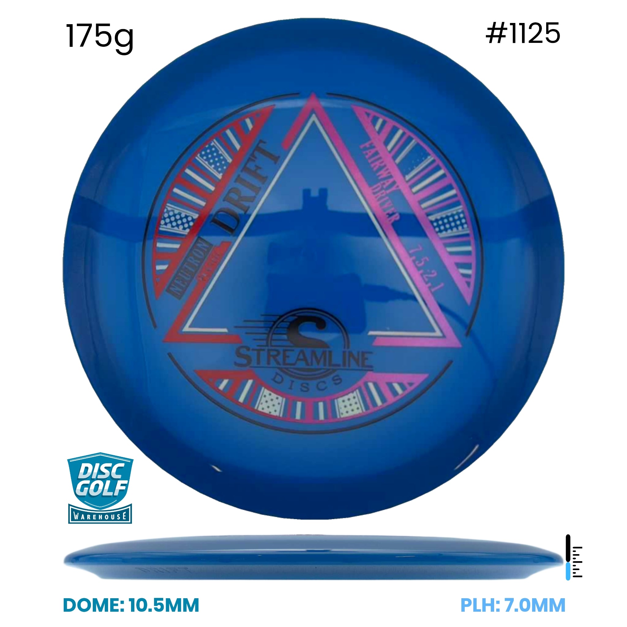 Disc Golf Warehouse Streamline Drift - Neutron Plastic Blue/Red Metallic, Silver 175g