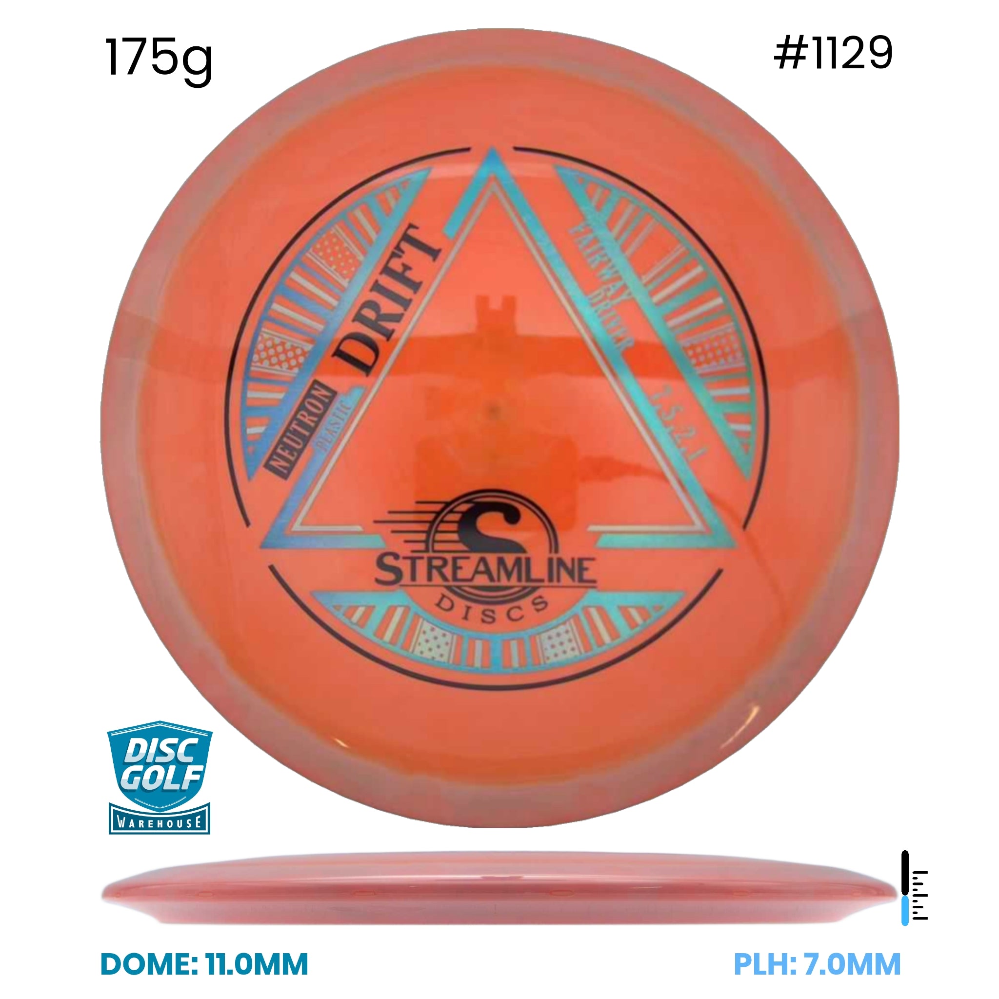 Disc Golf Warehouse Streamline Drift - Neutron Plastic Orange Swirl/Blue Metallic, Silver 175g