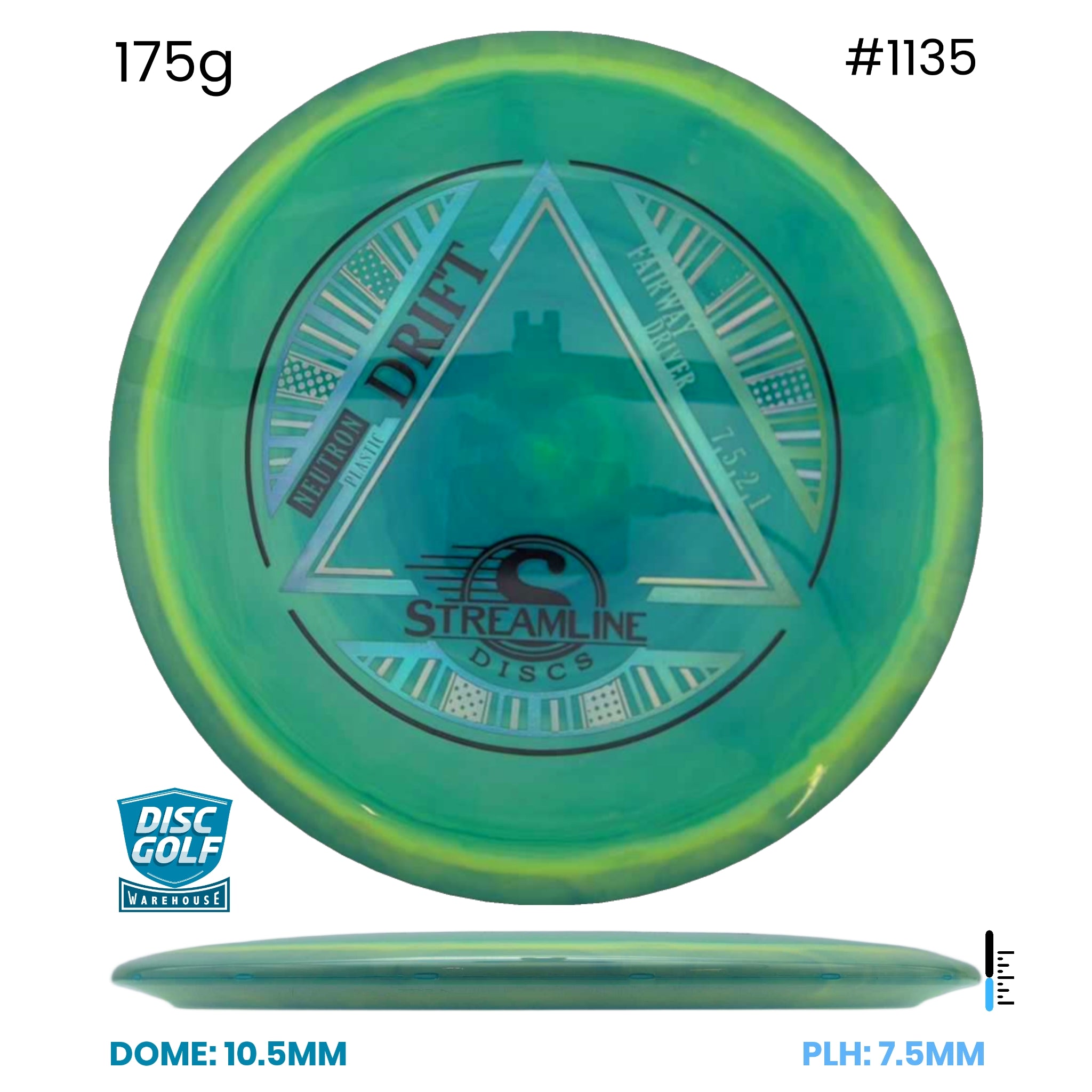 Disc Golf Warehouse Streamline Drift - Neutron Plastic Teal Swirl/Silver, Black 175g