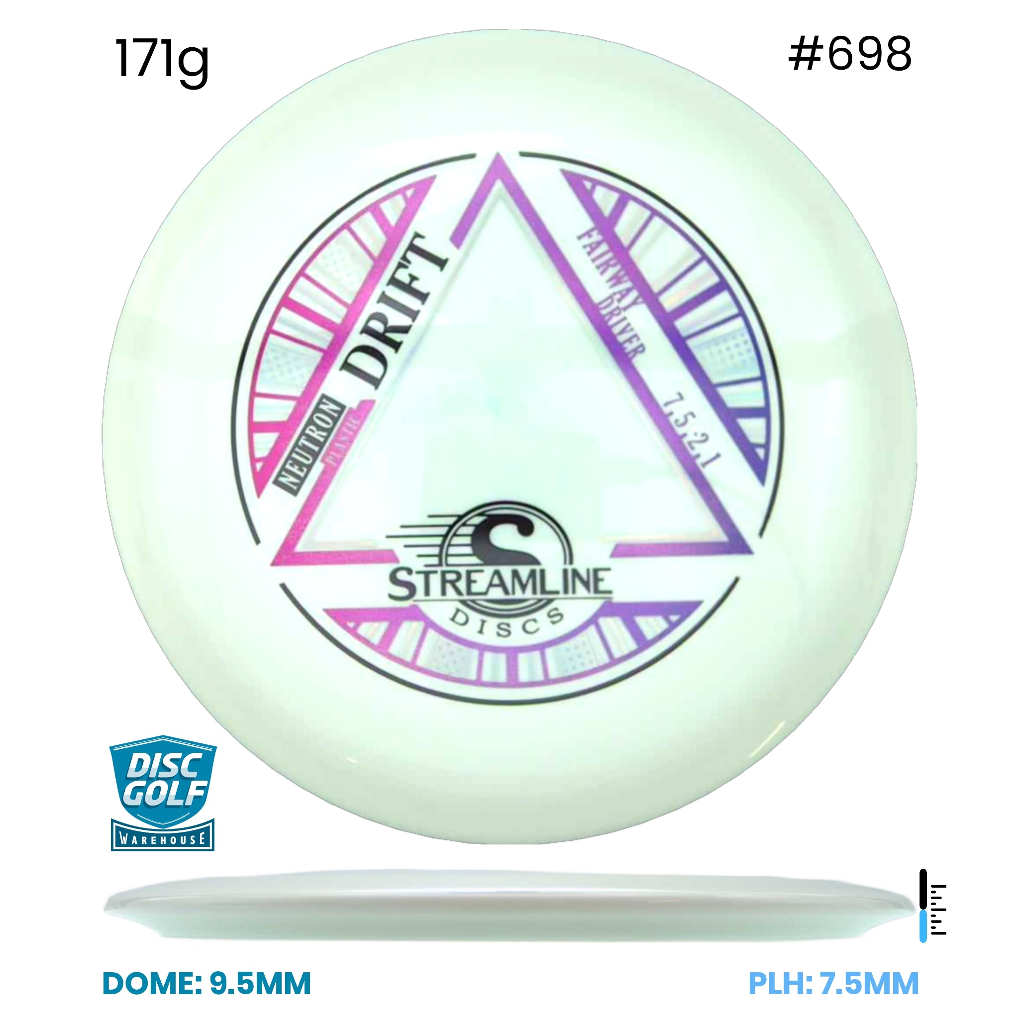 Disc Golf Warehouse Streamline Drift - Neutron Plastic White/Multicolor 171g