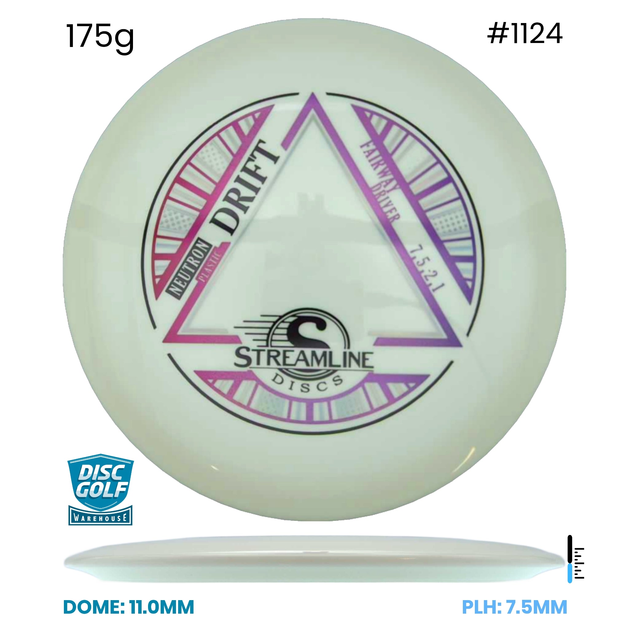 Disc Golf Warehouse Streamline Drift - Neutron Plastic White/Purple Metallic, Black 175g