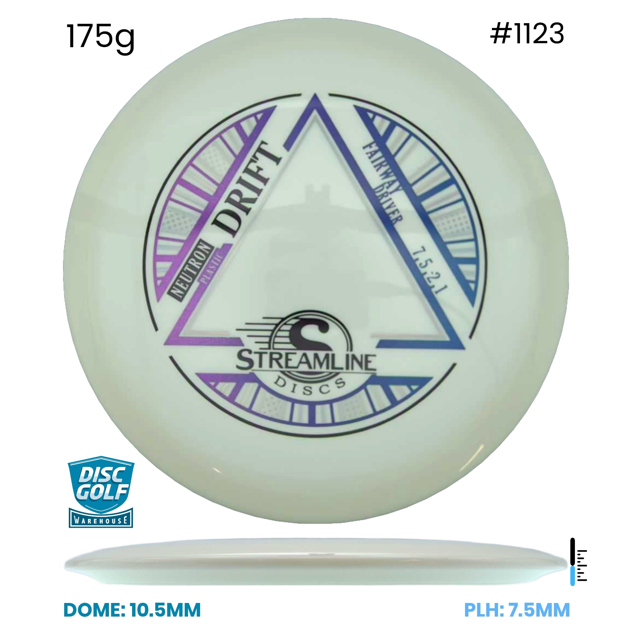 Disc Golf Warehouse Streamline Drift - Neutron Plastic White/Purple Metallic, Black 175g