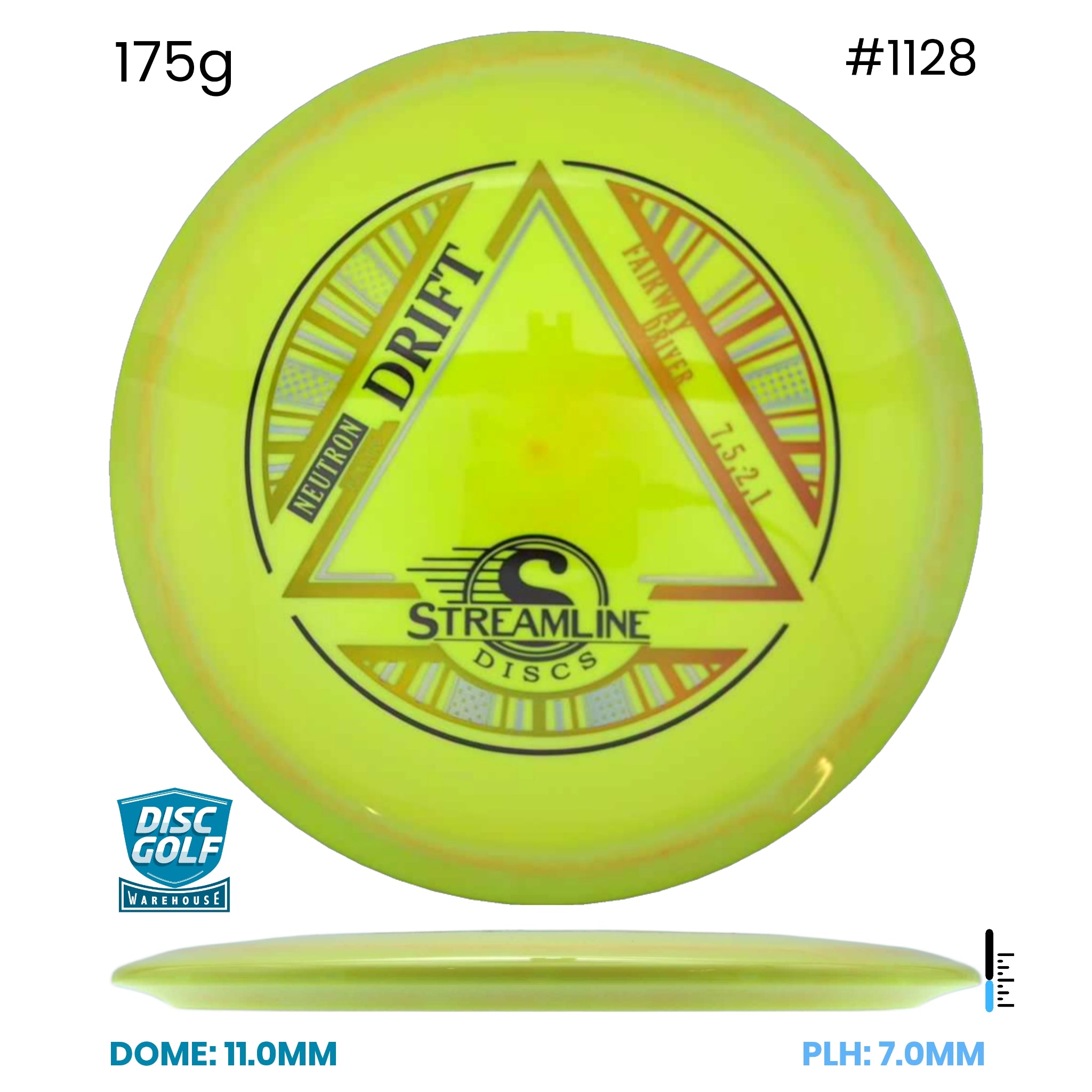 Disc Golf Warehouse Streamline Drift - Neutron Plastic Yellow/Black, Gold 175g