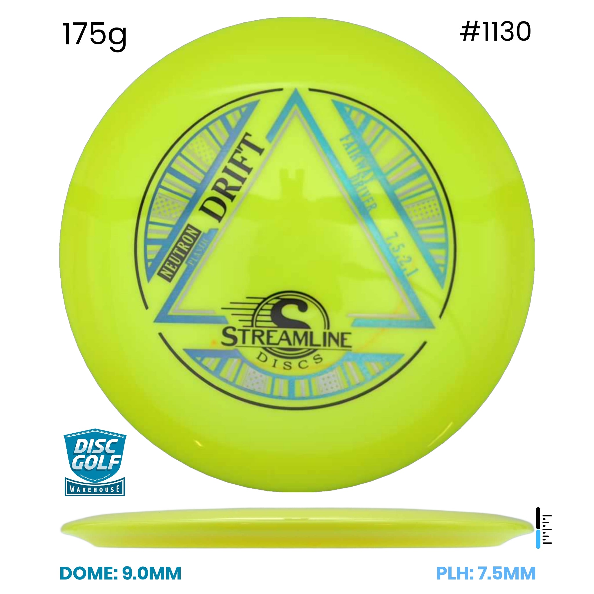 Disc Golf Warehouse Streamline Drift - Neutron Plastic Yellow/Blue Metallic, Black 175g