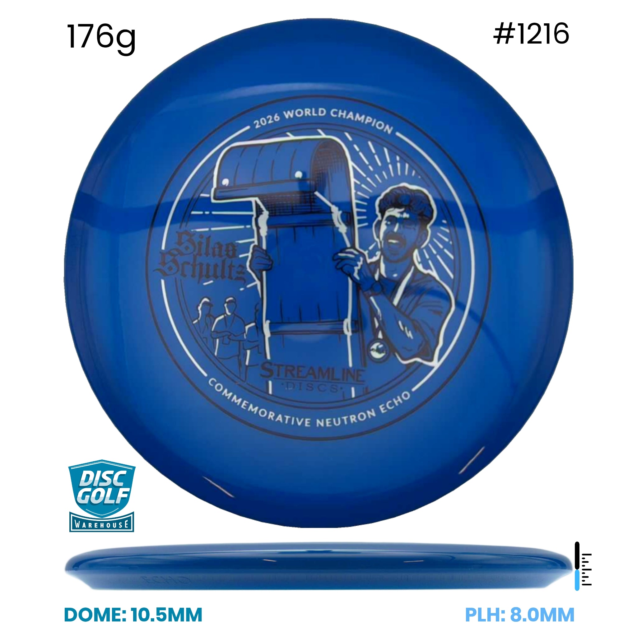 Disc Golf Warehouse Streamline Echo - Neutron Plastic - 2026 World Championship Commemorative Edition Blue/White, Black 176g