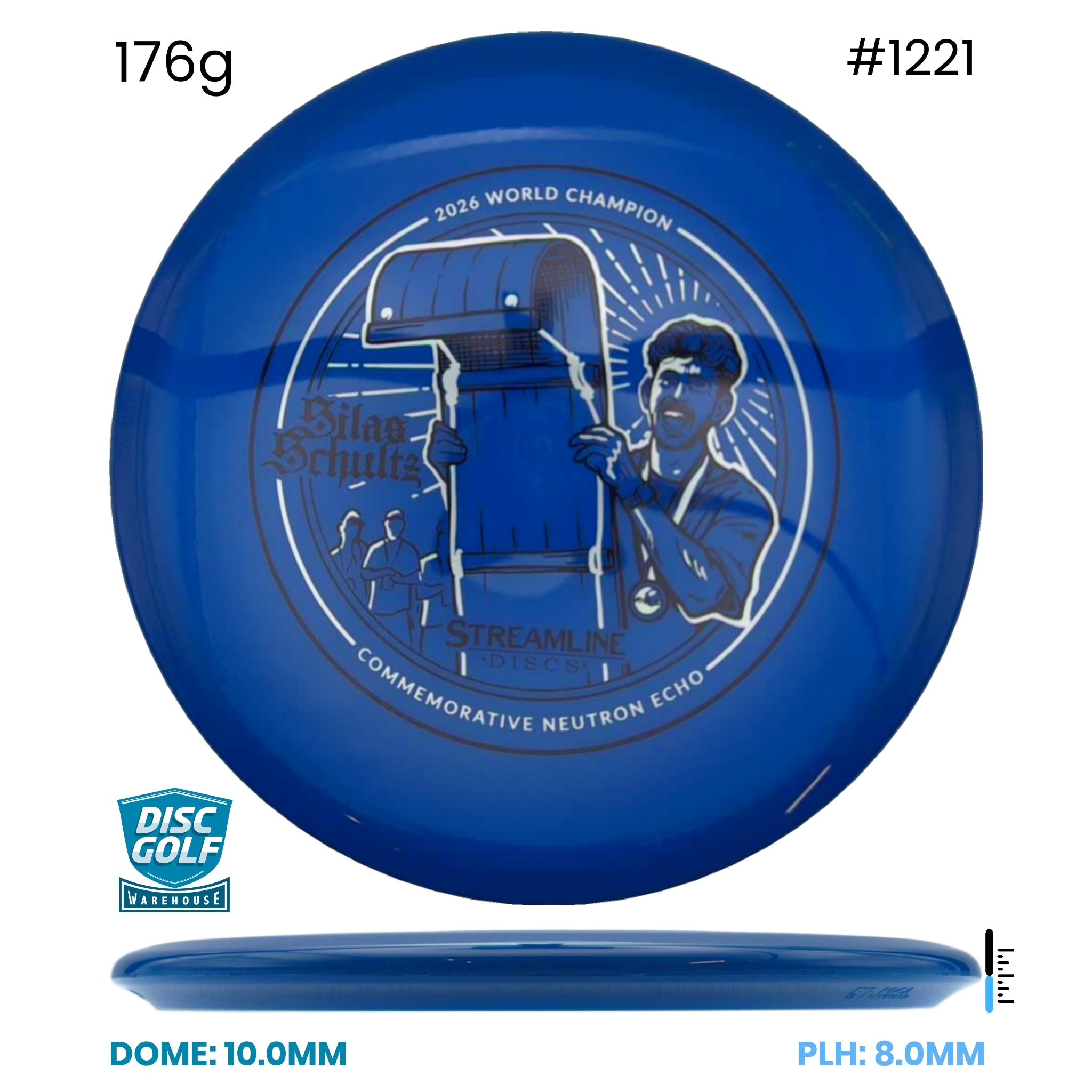 Disc Golf Warehouse Streamline Echo - Neutron Plastic - 2026 World Championship Commemorative Edition Blue/White, Black 176g