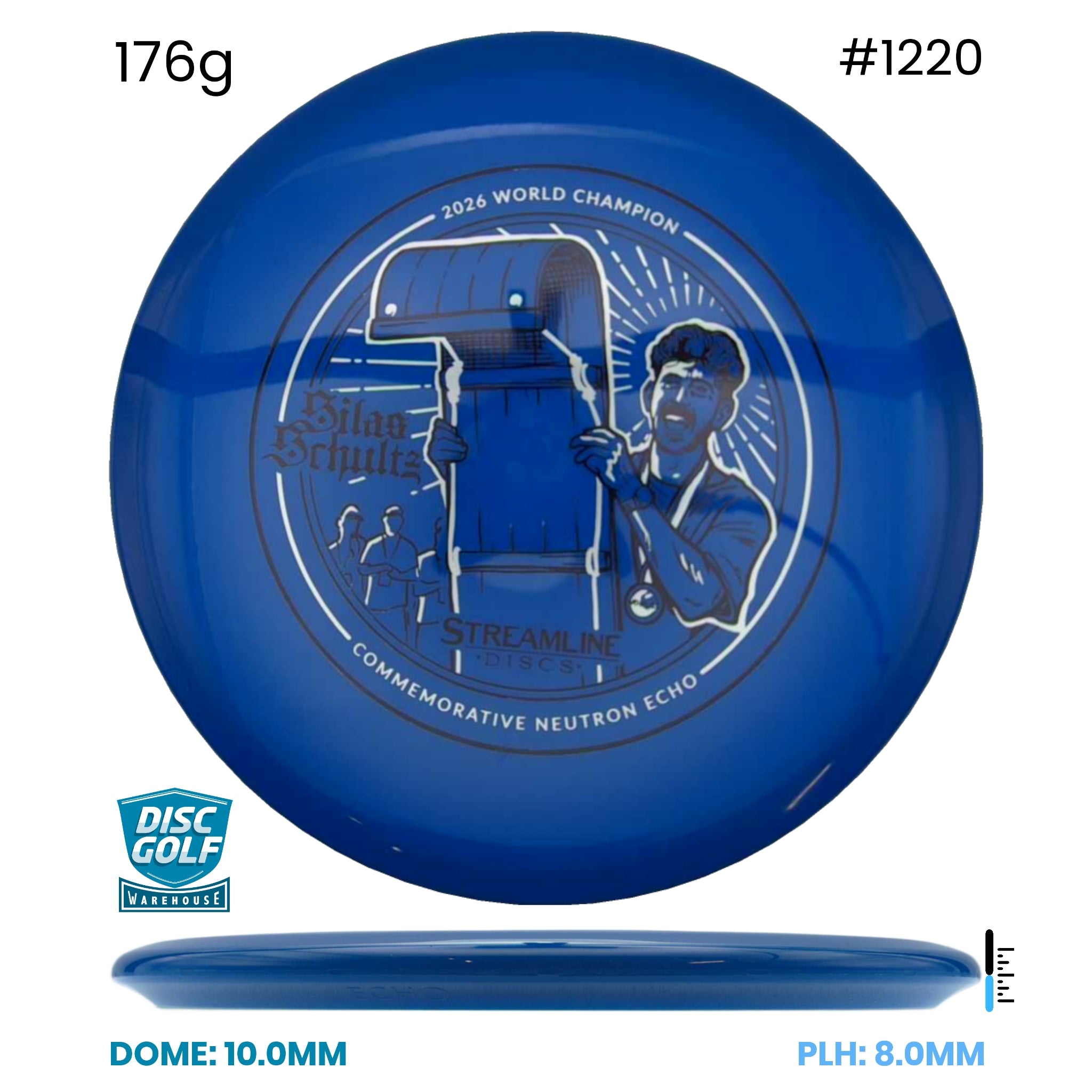 Disc Golf Warehouse Streamline Echo - Neutron Plastic - 2026 World Championship Commemorative Edition Blue/White, Black 176g
