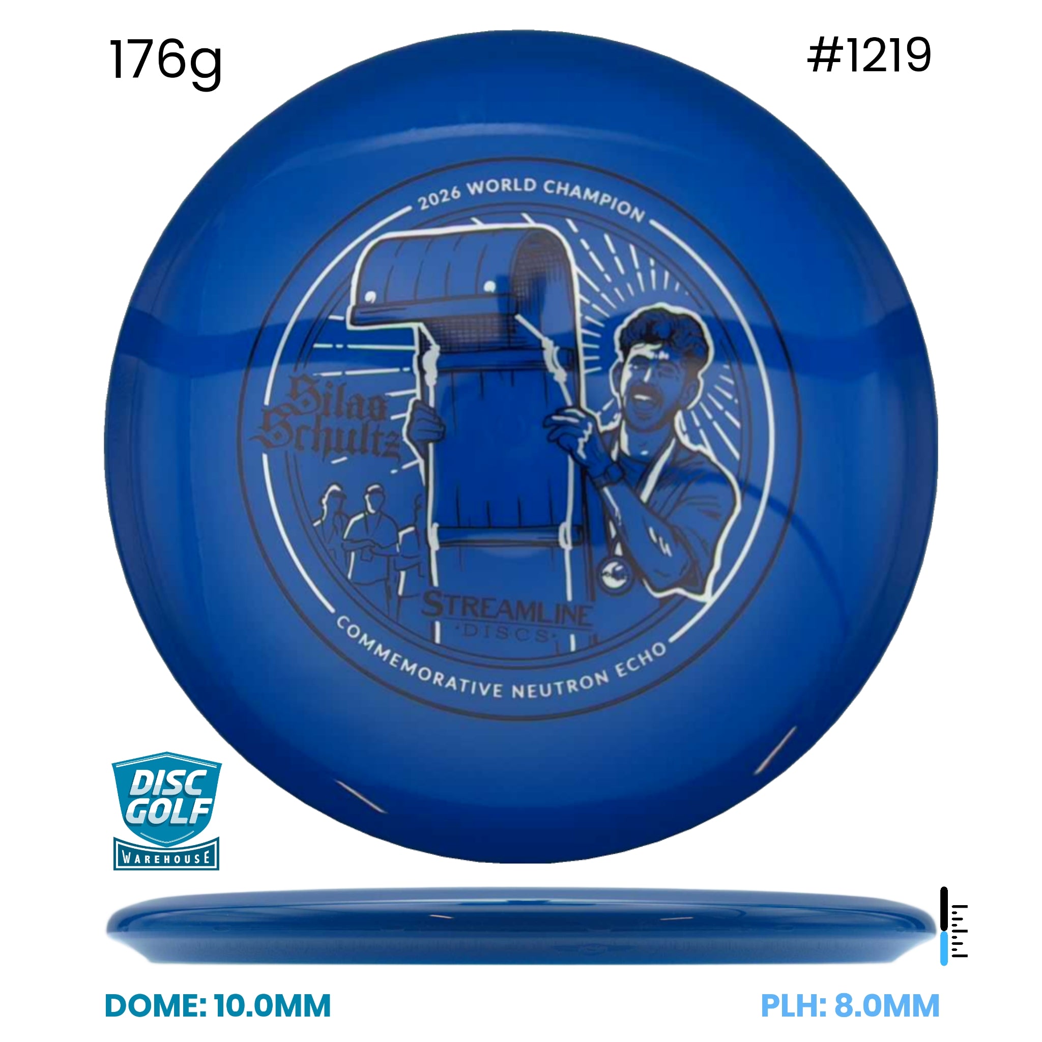 Disc Golf Warehouse Streamline Echo - Neutron Plastic - 2026 World Championship Commemorative Edition Blue/White, Black 176g