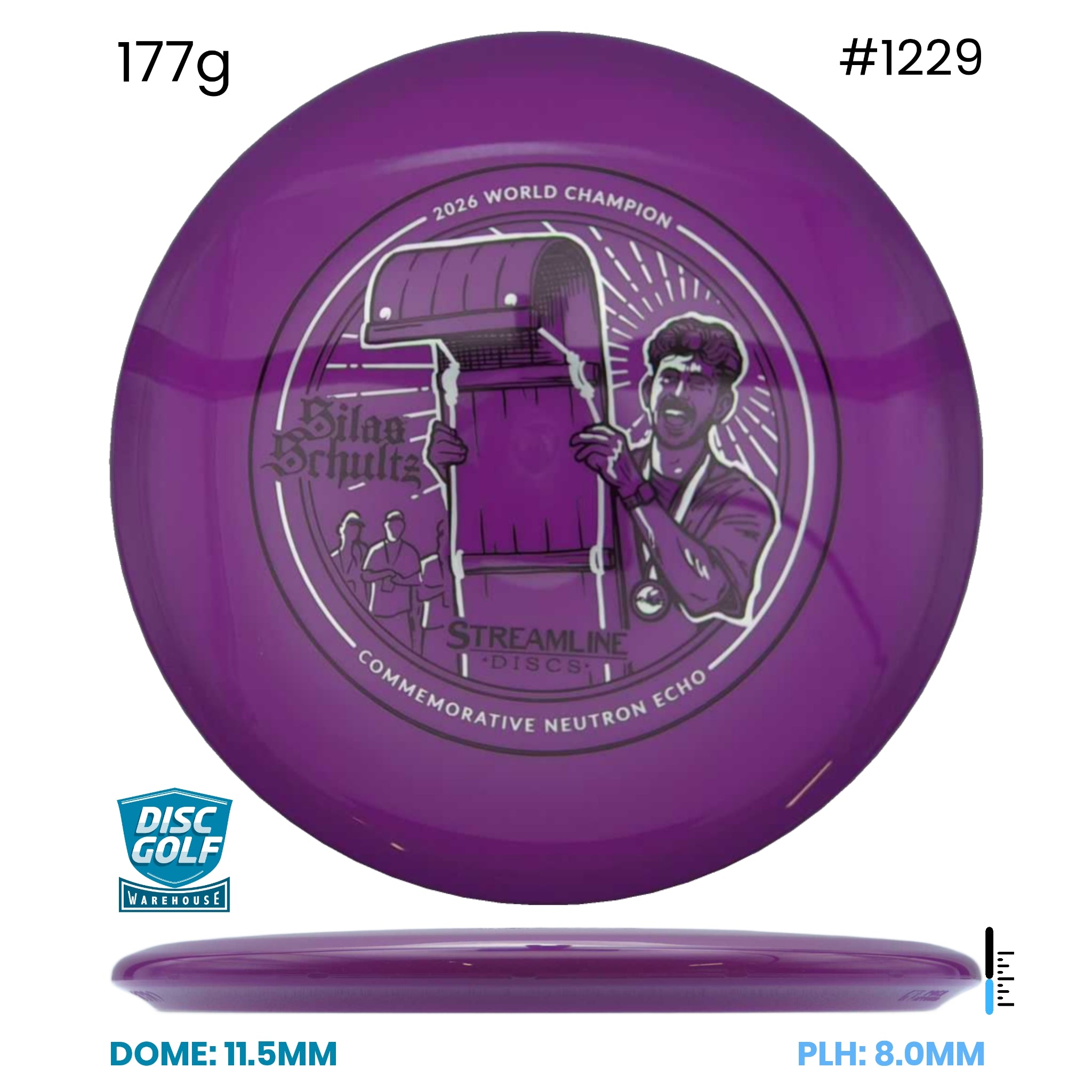 Disc Golf Warehouse Streamline Echo - Neutron Plastic - 2026 World Championship Commemorative Edition Purple/Black, Silver 177g