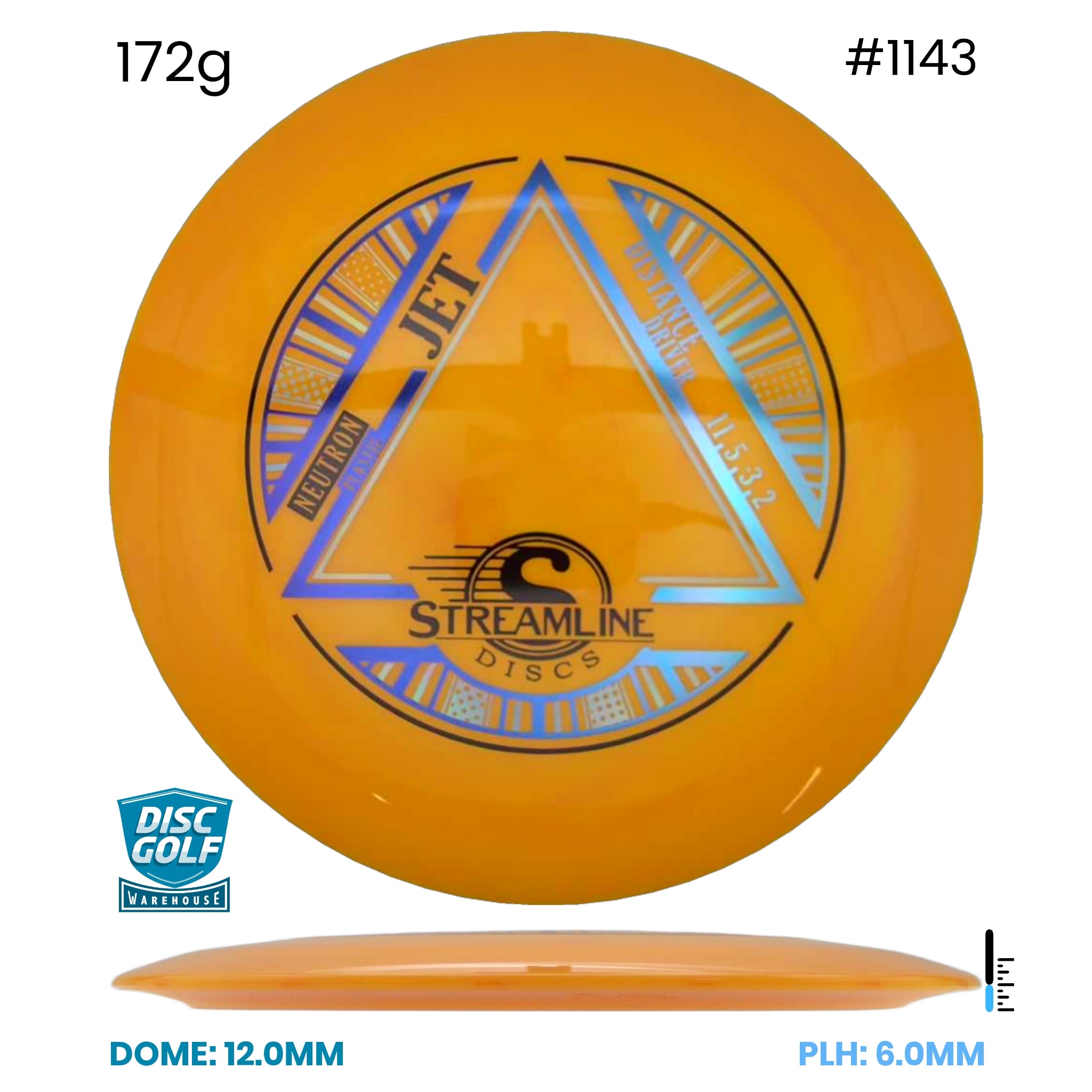 Disc Golf Warehouse Streamline Jett - Neutron Plastic Orange/Blue Metallic, Silver 172g