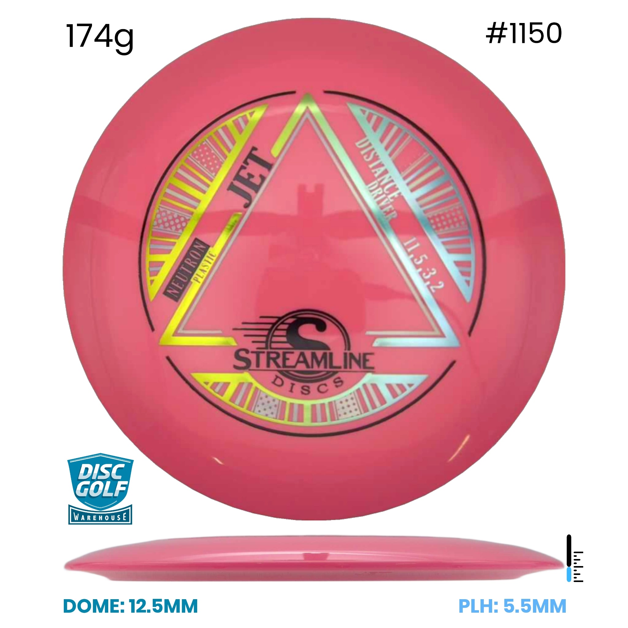 Disc Golf Warehouse Streamline Jett - Neutron Plastic Pink/Rainbow Holo, Black 174g