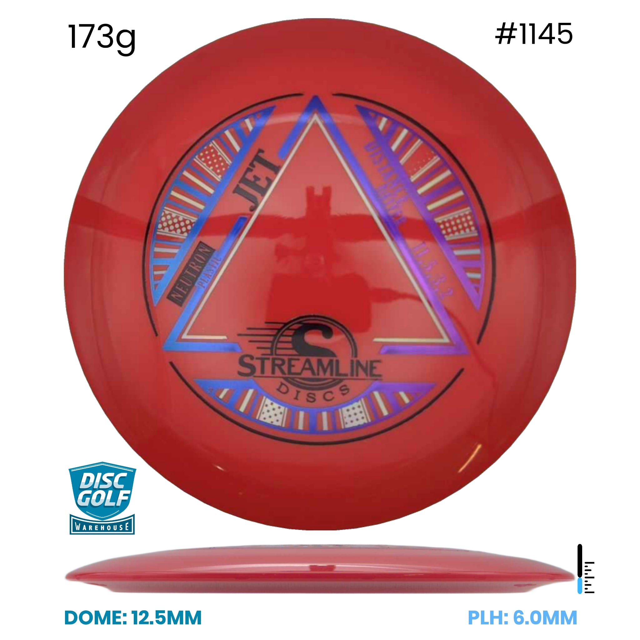Disc Golf Warehouse Streamline Jett - Neutron Plastic Red/Purple Metallic, Gold 173g