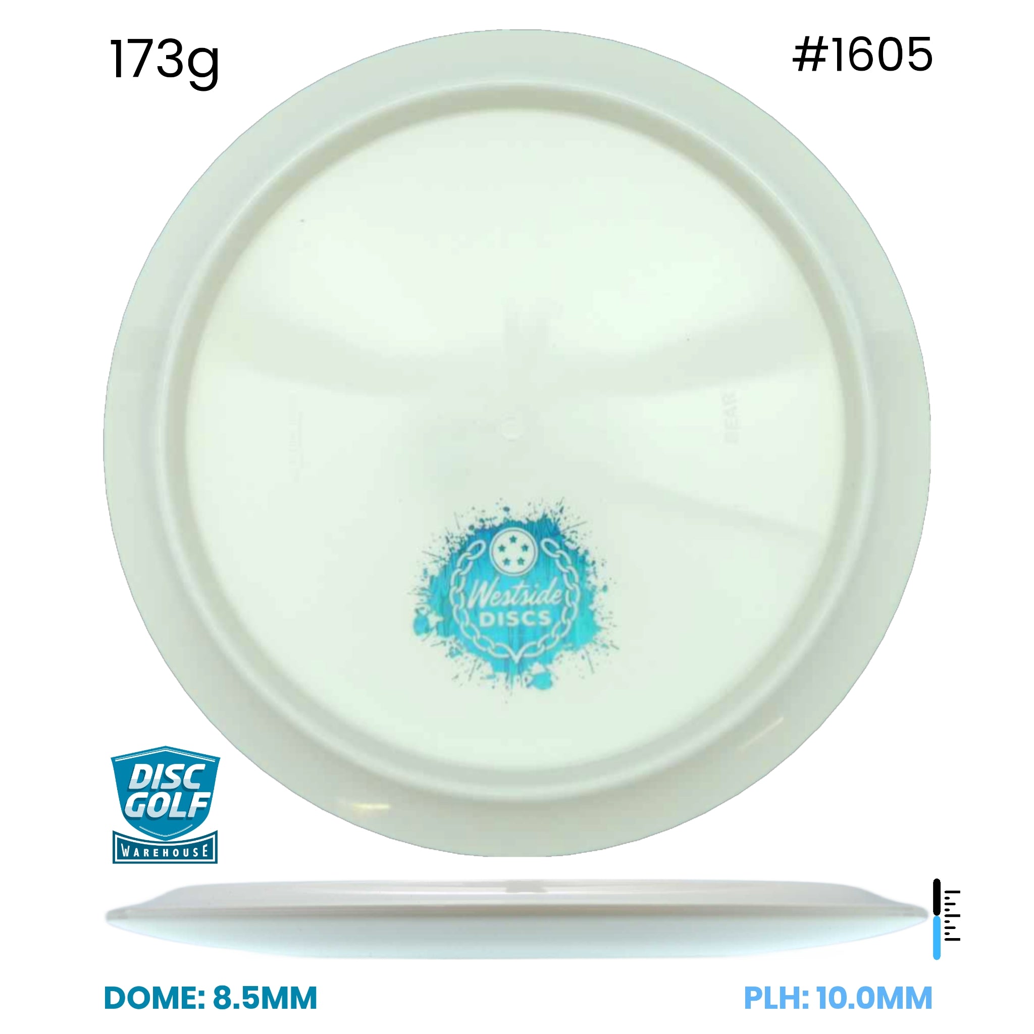 Disc Golf Warehouse Westside Discs Bear - Tournament Plastic - White Bottom Stamp White/Blue Metallic 173g