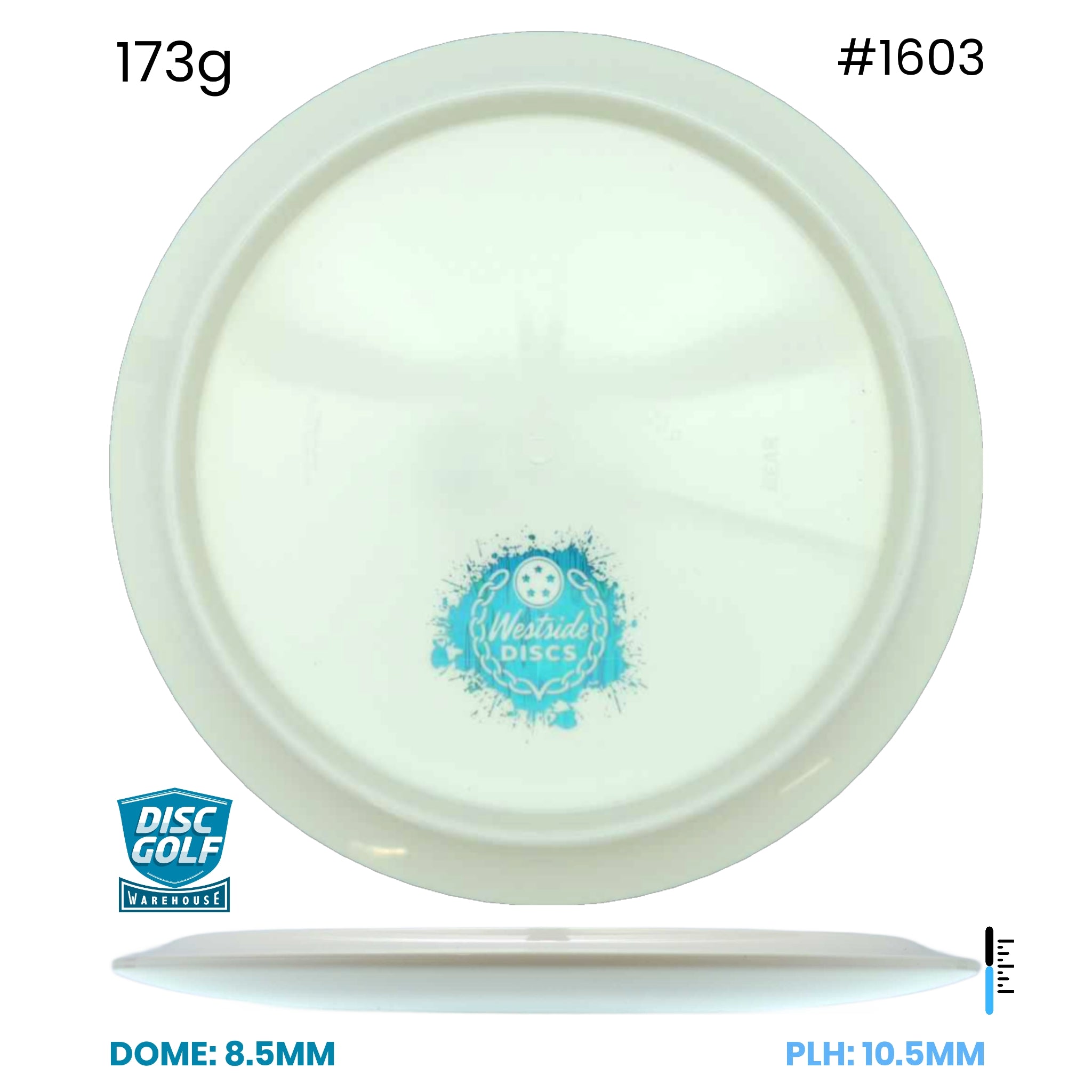 Disc Golf Warehouse Westside Discs Bear - Tournament Plastic - White Bottom Stamp White/Blue Metallic 173g