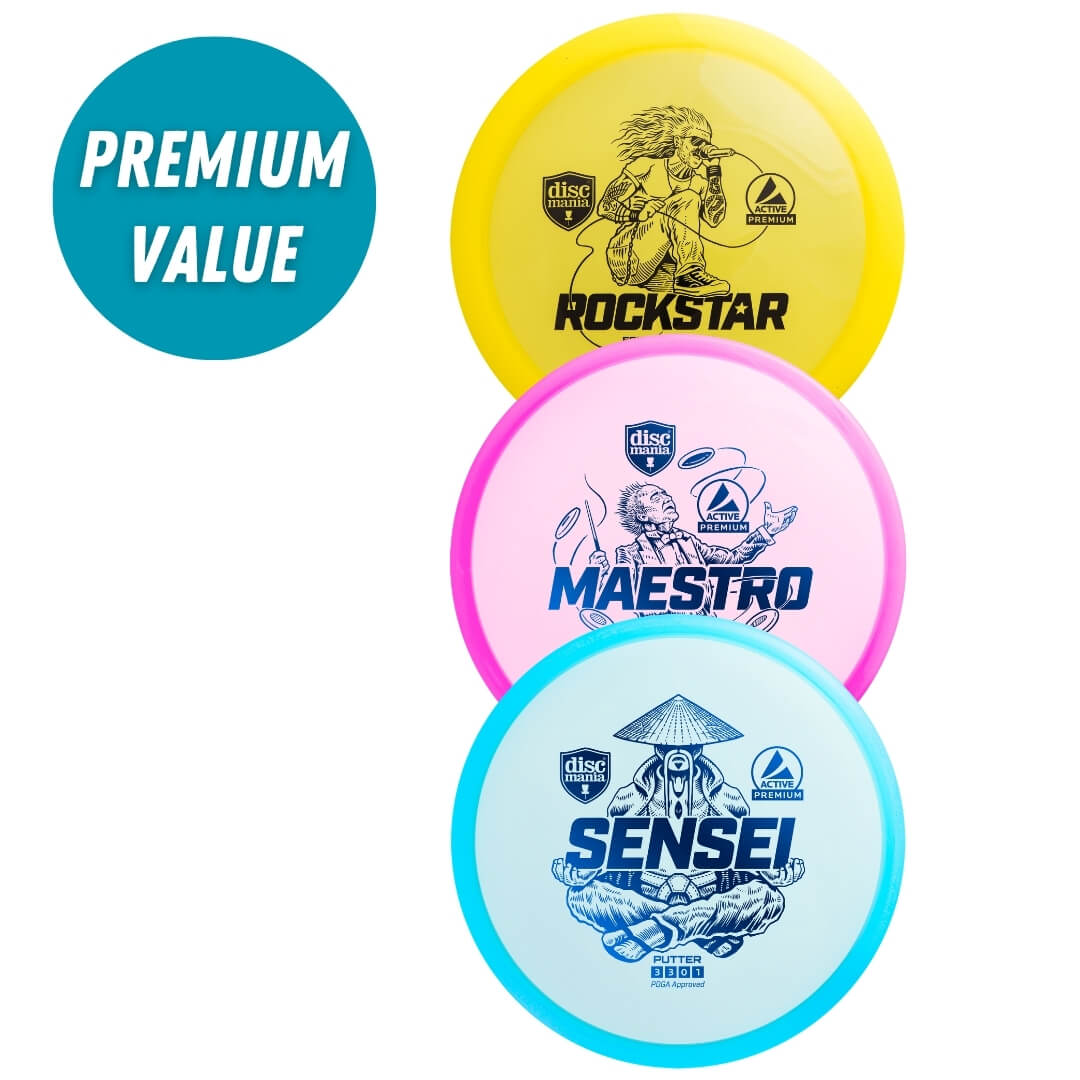 Discmania Active Premium 3 Disc Starter Set, Rockstar, Maestro and Sensei discs