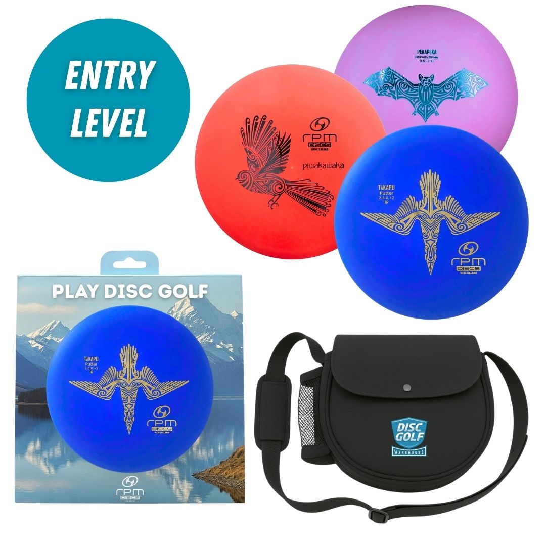 RPM Discs 3 Disc Starter Set with box and DGW Starter Bag, OG Shield — Pekapeka, Piwakawaka and Takapu discs